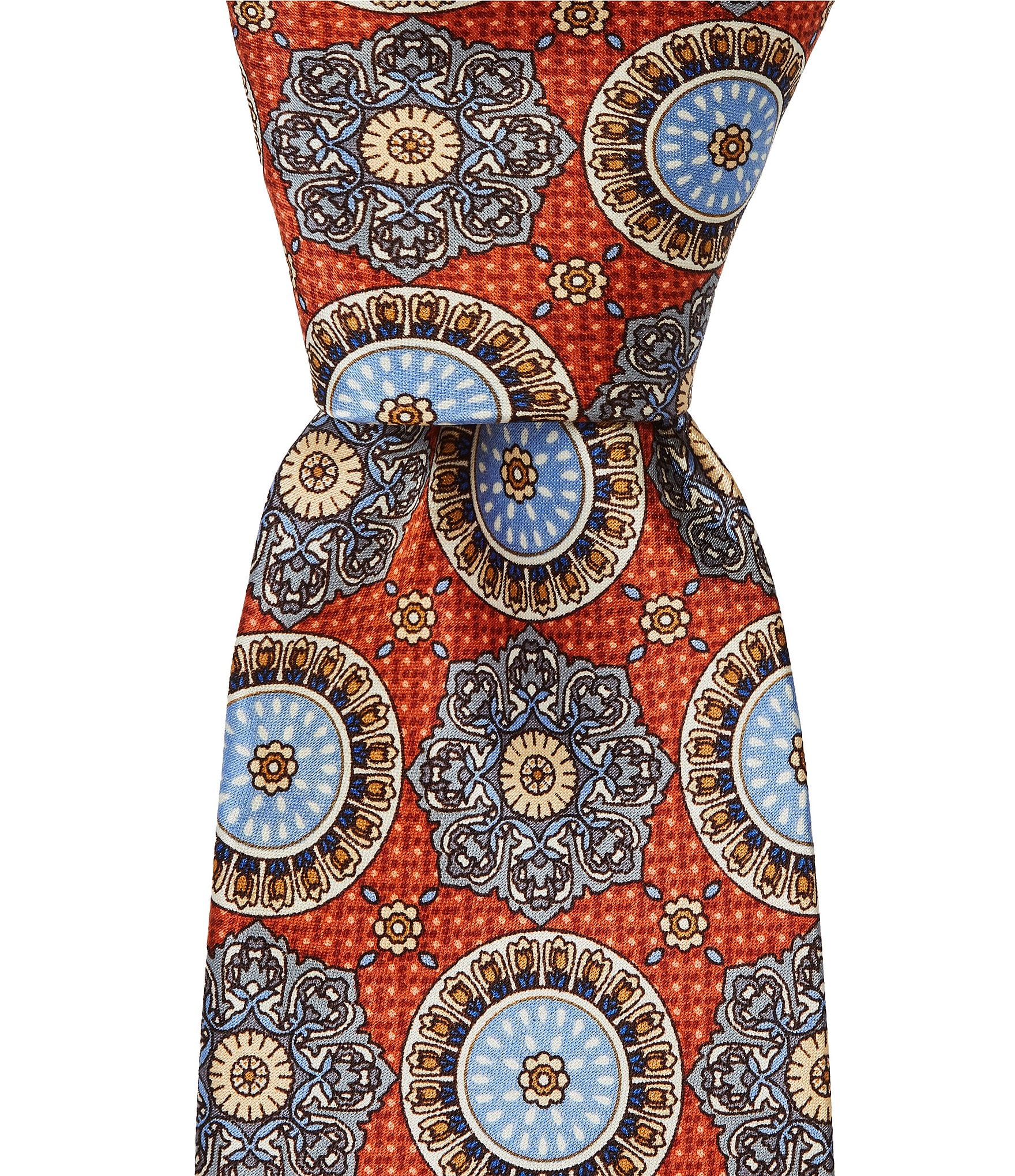 Hickey Freeman Large Medallion Print Traditional Silk Tie