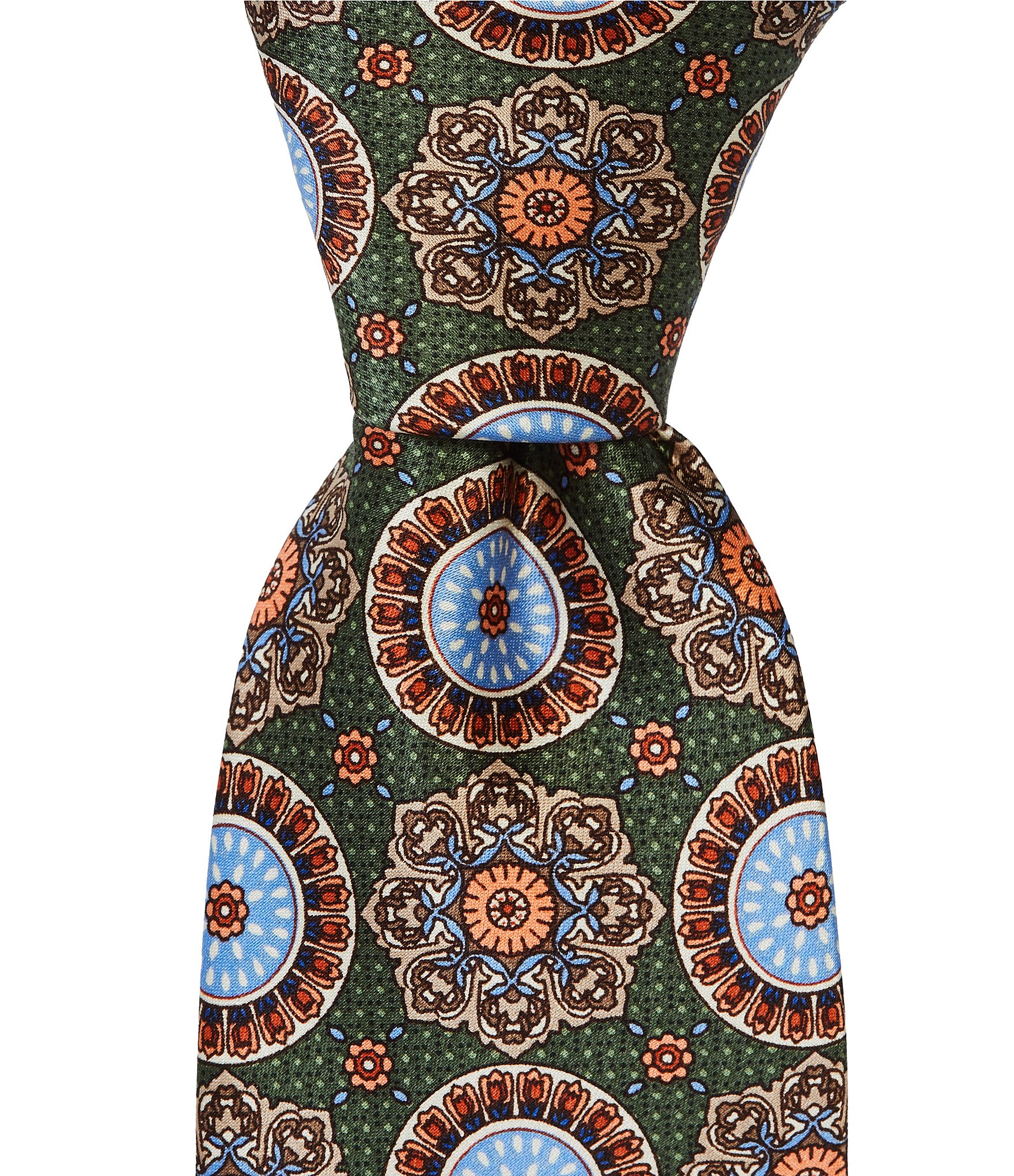 Hickey Freeman Large Medallion Print Traditional Silk Tie