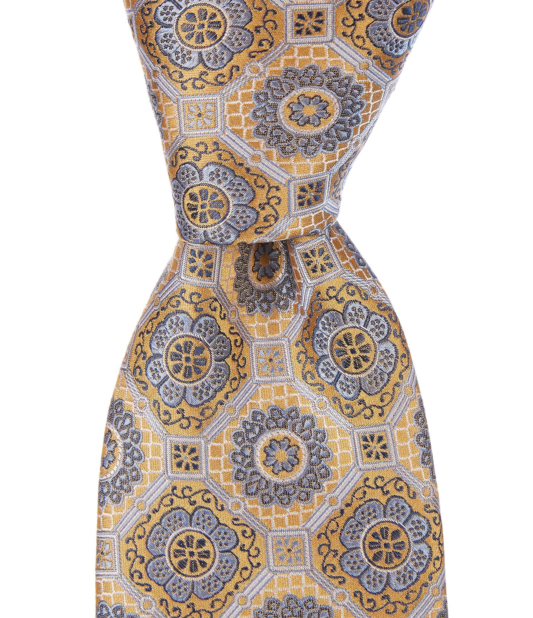 Hickey Freeman Medallion 3#double; Woven Silk Tie