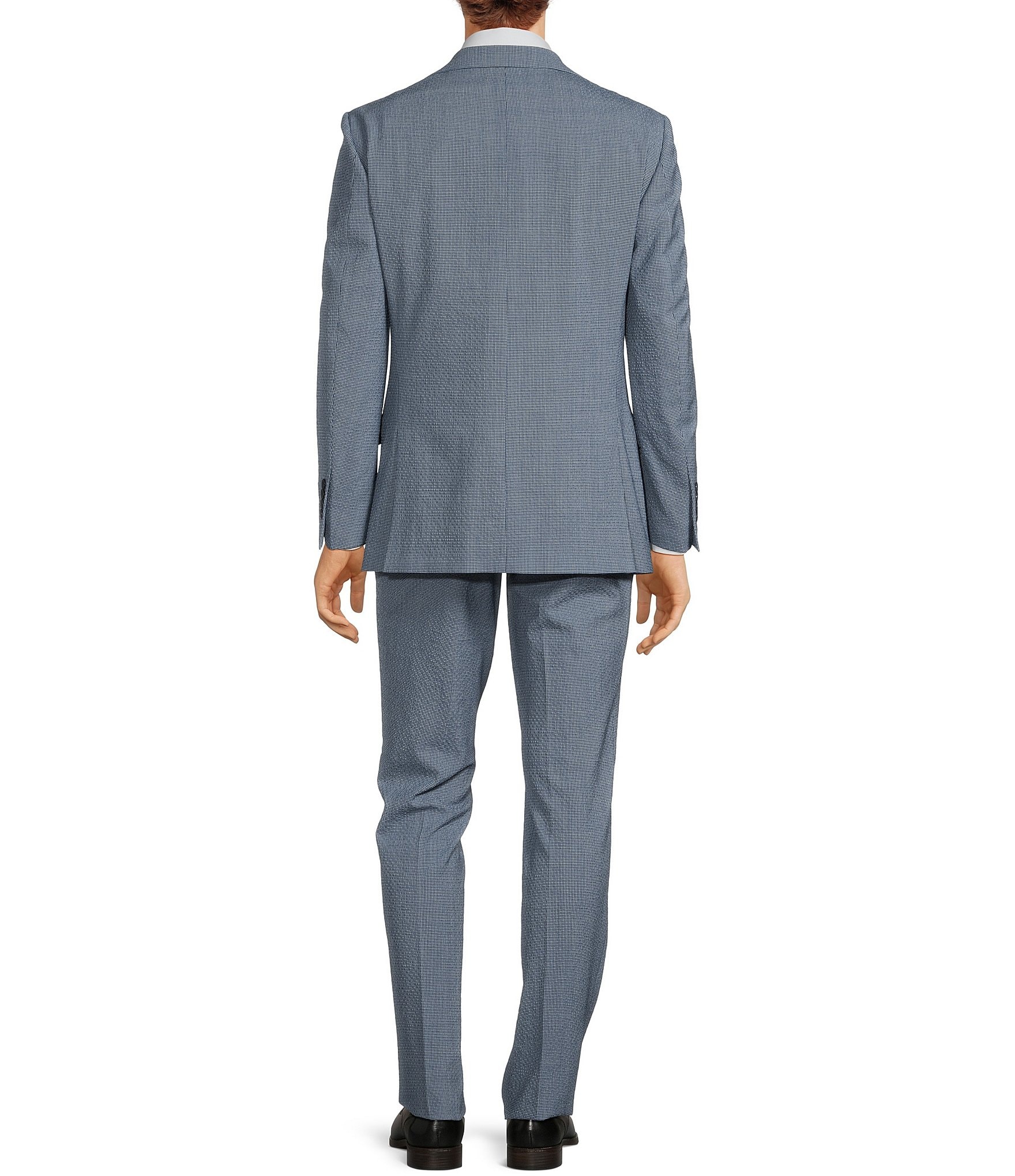 Hickey Freeman Modern Fit Flat Front Mini Check Pattern 2-Piece Suit