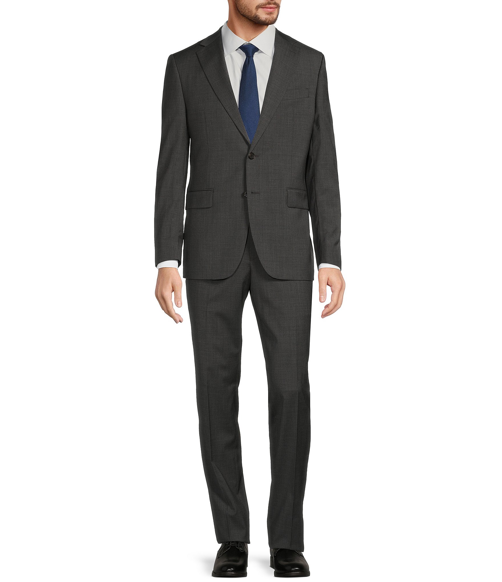 Hickey Freeman Modern Fit Flat Front Mini Grid Pattern 2-Piece Suit |  Dillard's