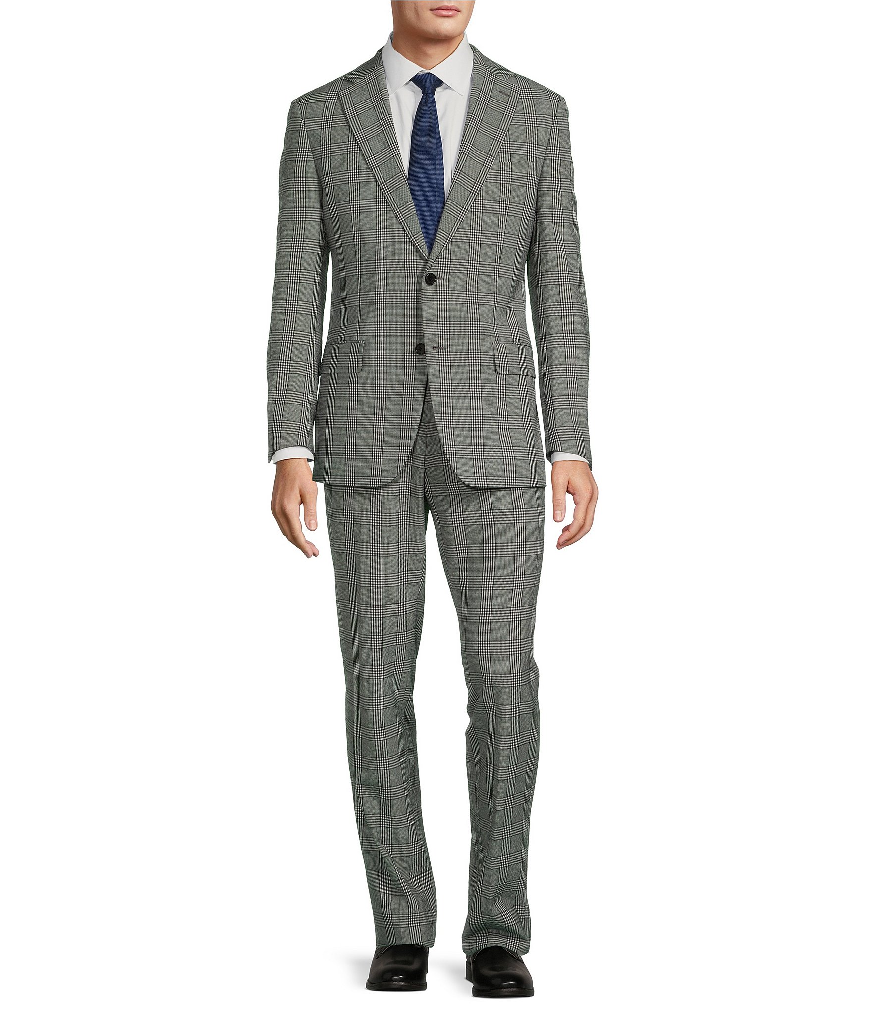 Hickey Freeman Modern Fit Flat Front Plaid Pattern 2-Piece Suit | Dillard's