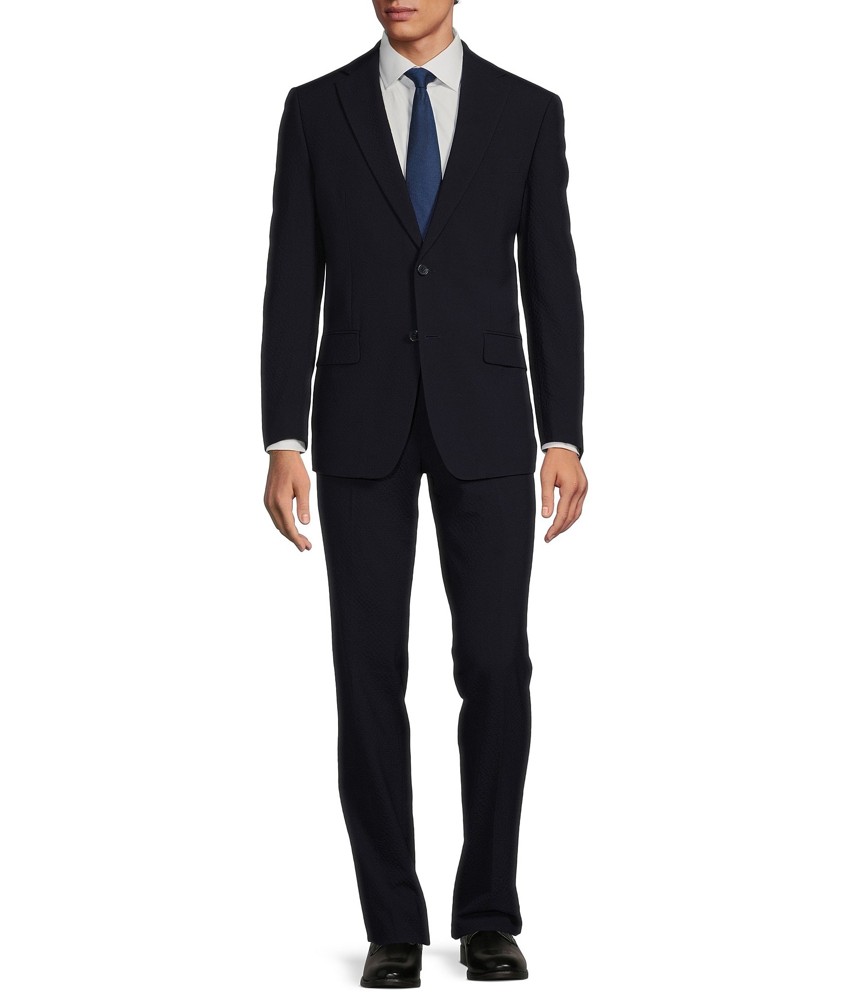 Hickey Freeman Modern Fit Flat Front Seersucker Pattern 2-Piece Suit ...