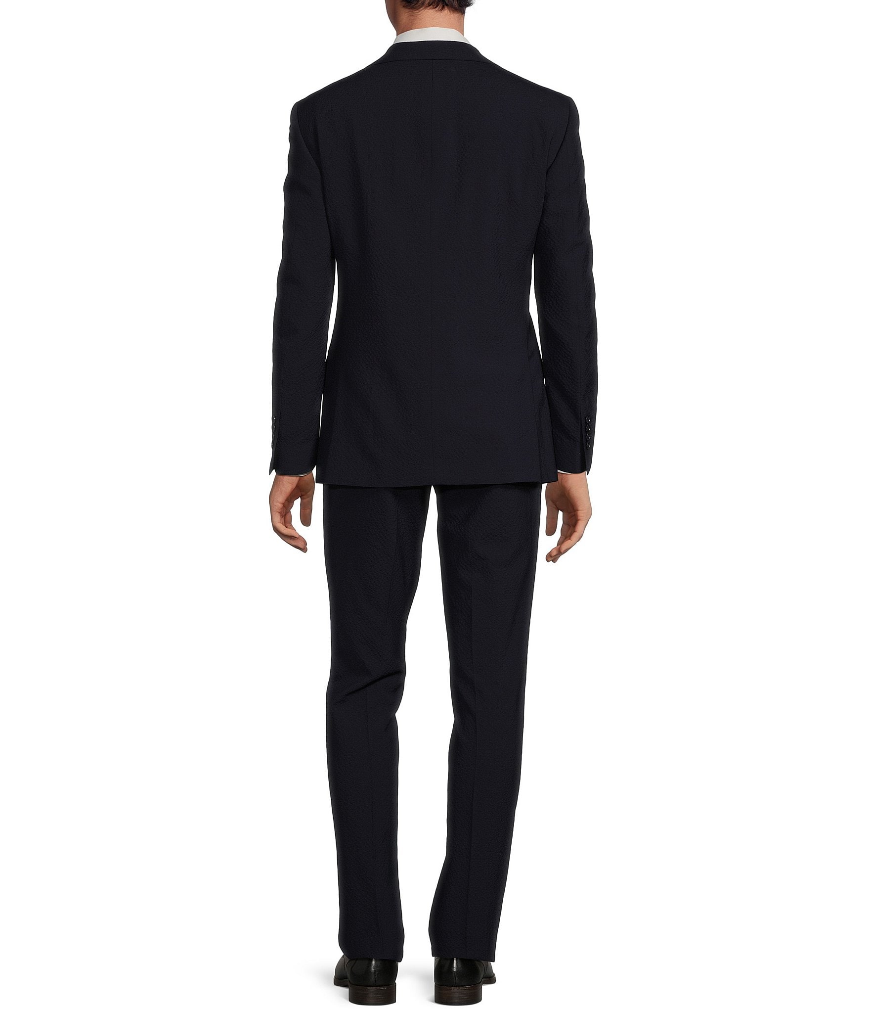 Hickey Freeman Modern Fit Flat Front Seersucker Pattern 2-Piece Suit