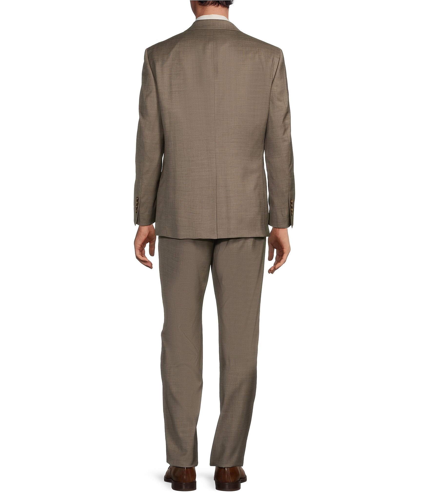 Hickey Freeman Modern Fit Notch Lapel Flat Front Sharkskin Pattern 2-Piece Suit