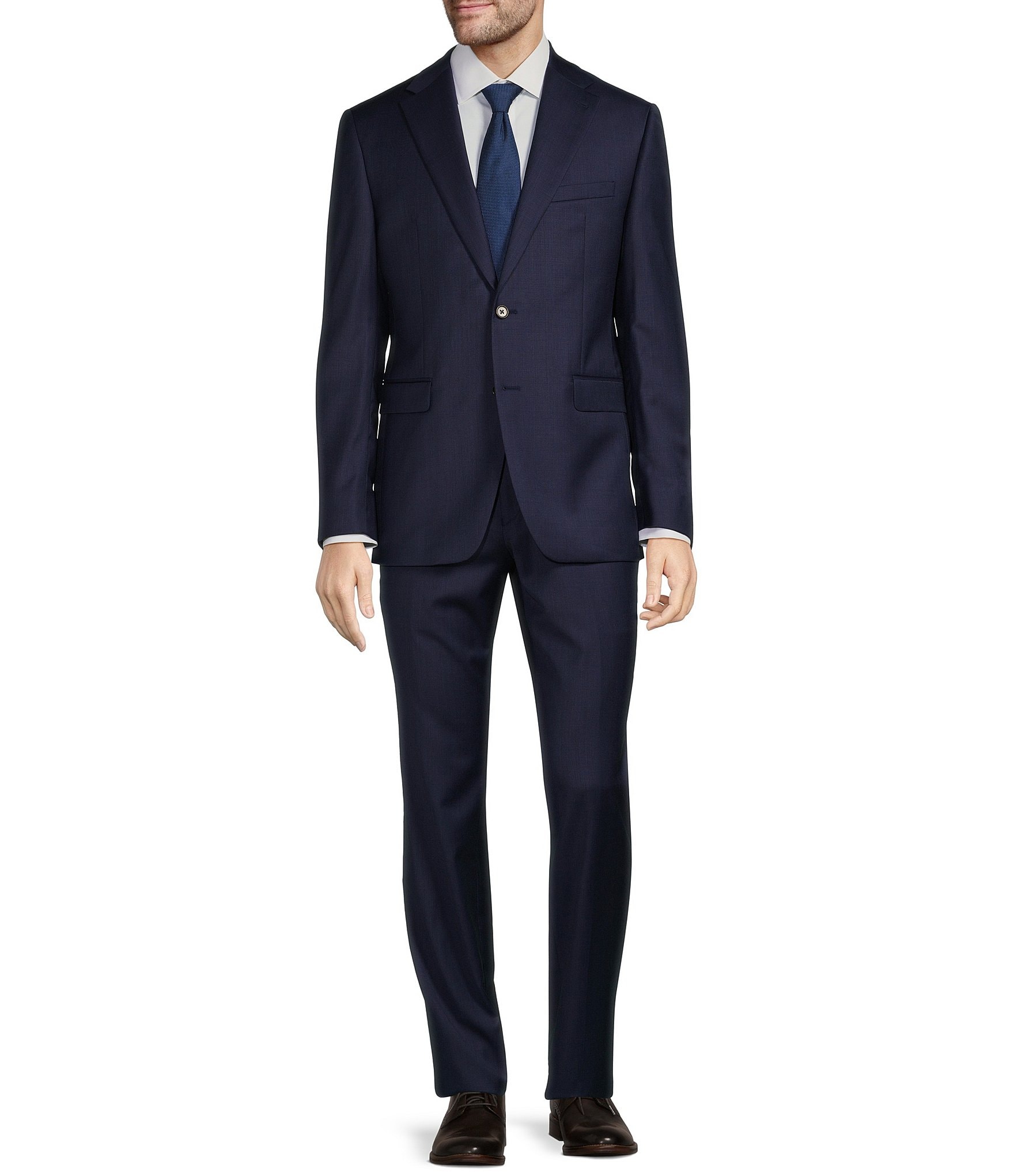 Hickey Freeman Modern Fit Flat Front Solid 2-Piece Suit