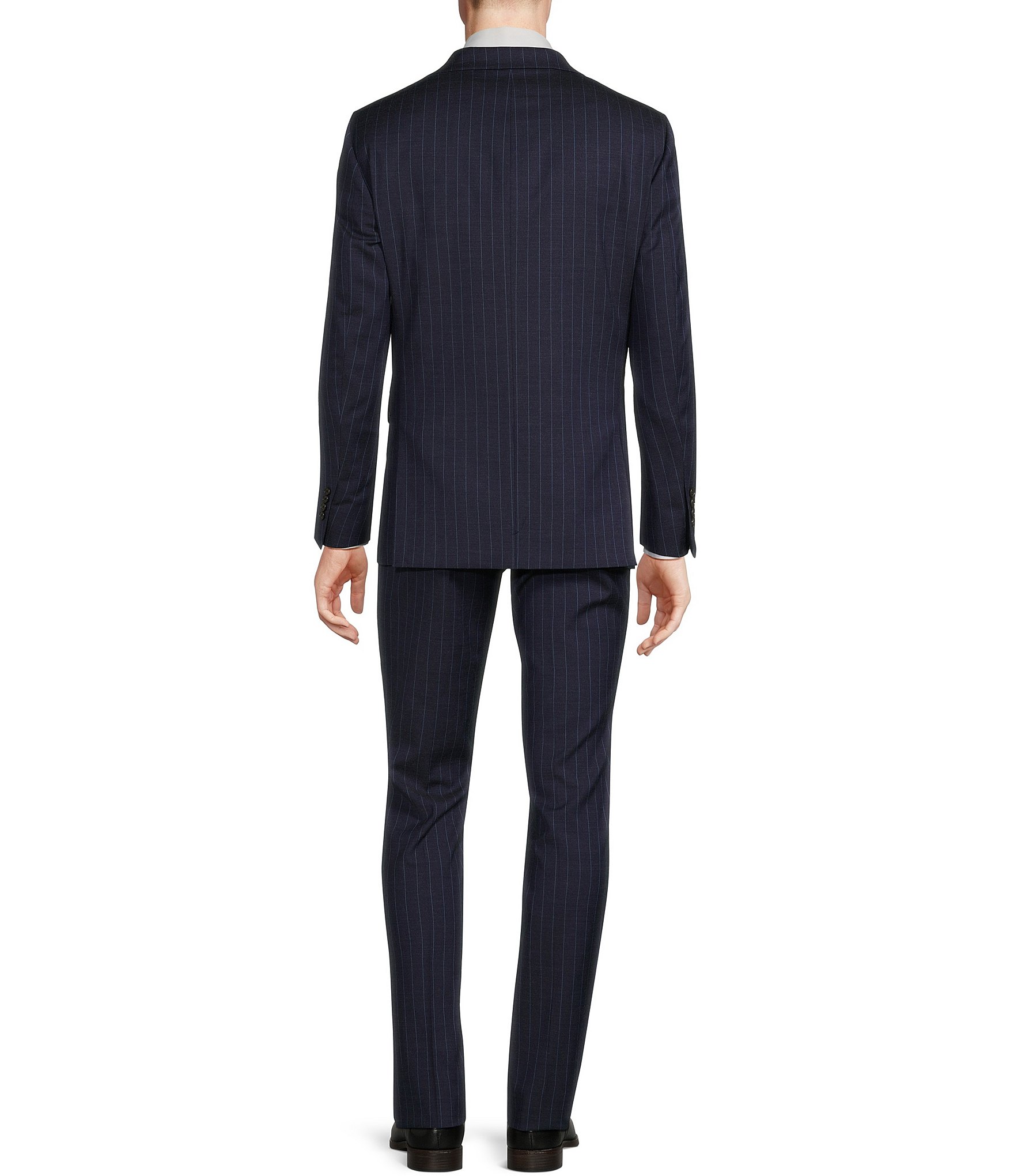 Hickey Freeman Modern Fit Flat Front Stripe Pattern 2-Piece Suit