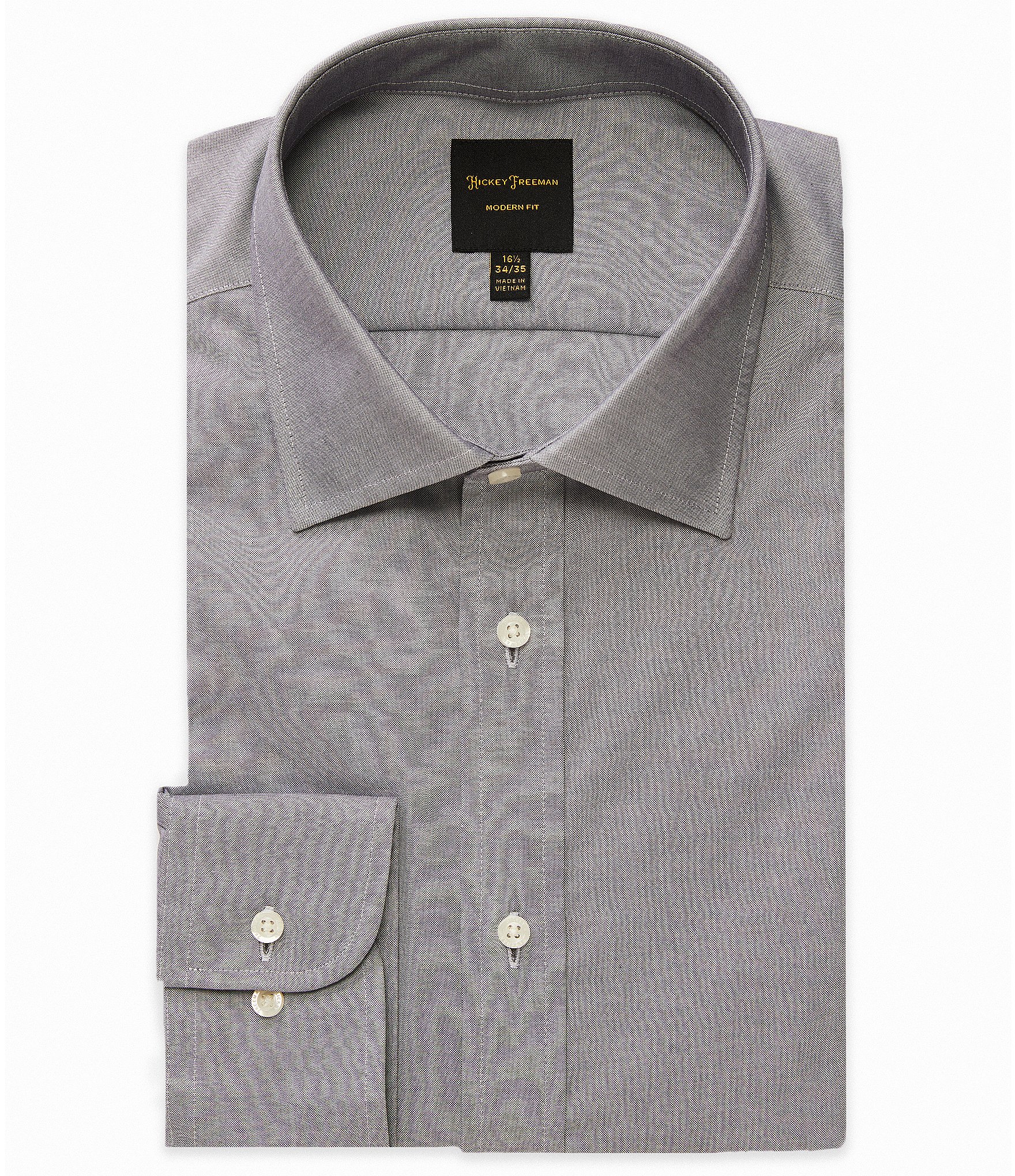 Hickey Freeman Modern Fit Spread Collar Solid Dress Shirt