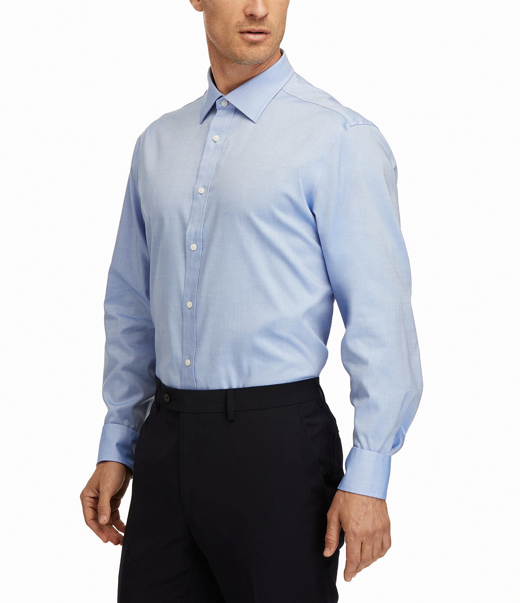 Hickey Freeman Modern Fit Spread Collar Solid Dress Shirt