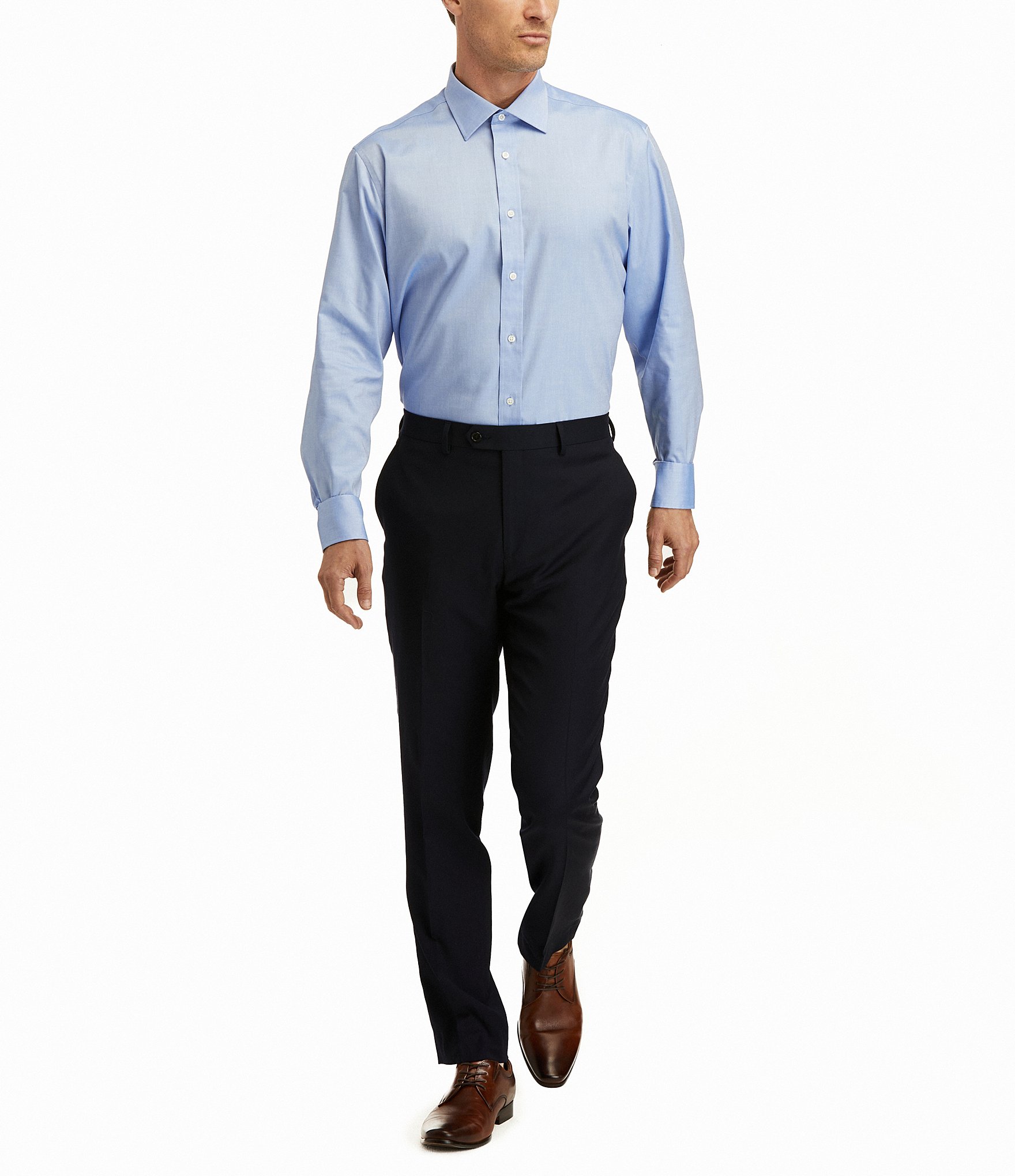 Hickey Freeman Modern Fit Spread Collar Solid Dress Shirt
