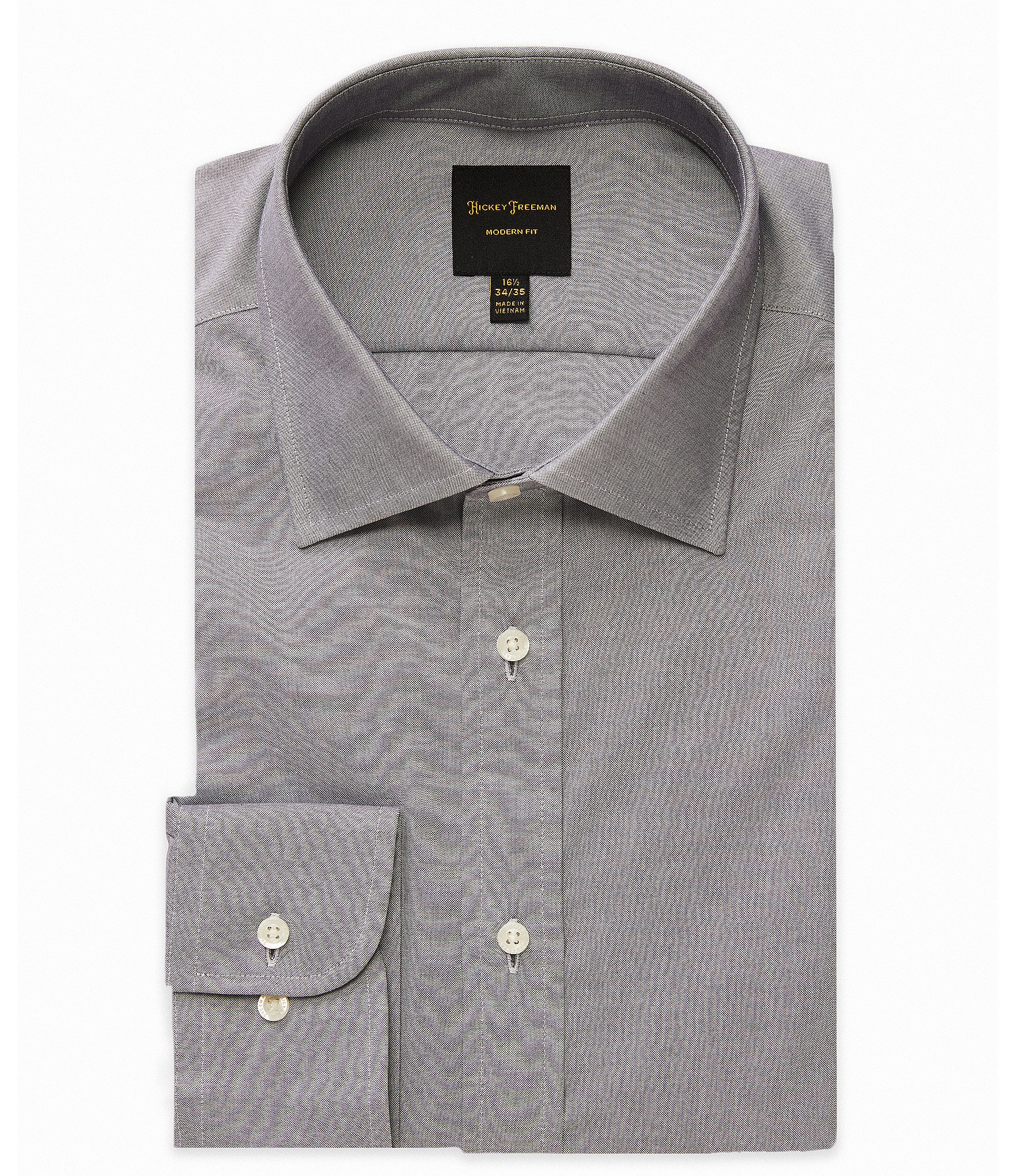 Hickey Freeman Modern Fit Spread Collar Solid Dress Shirt