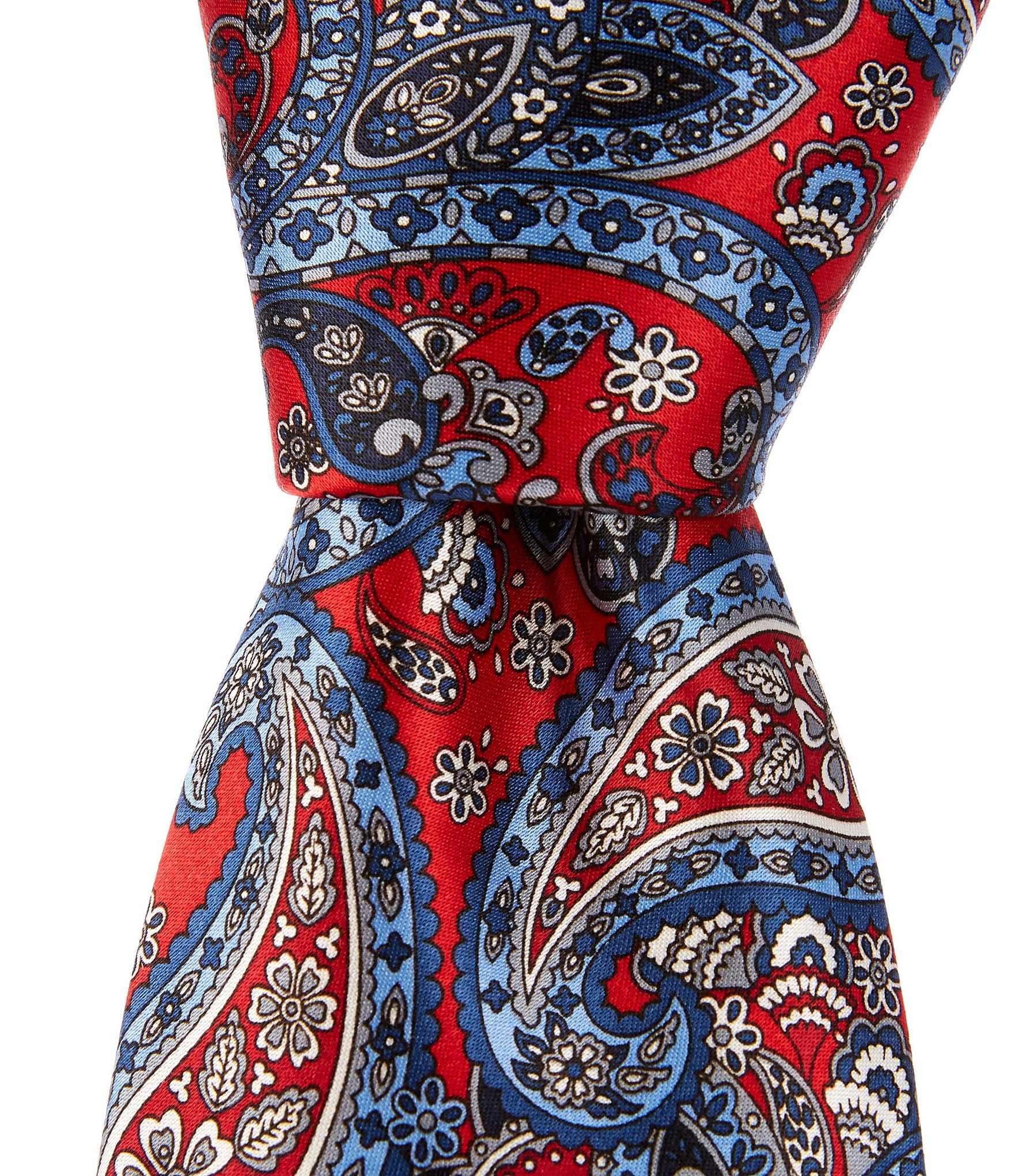 Hickey Freeman Paisley Printed 3#double; Silk Tie