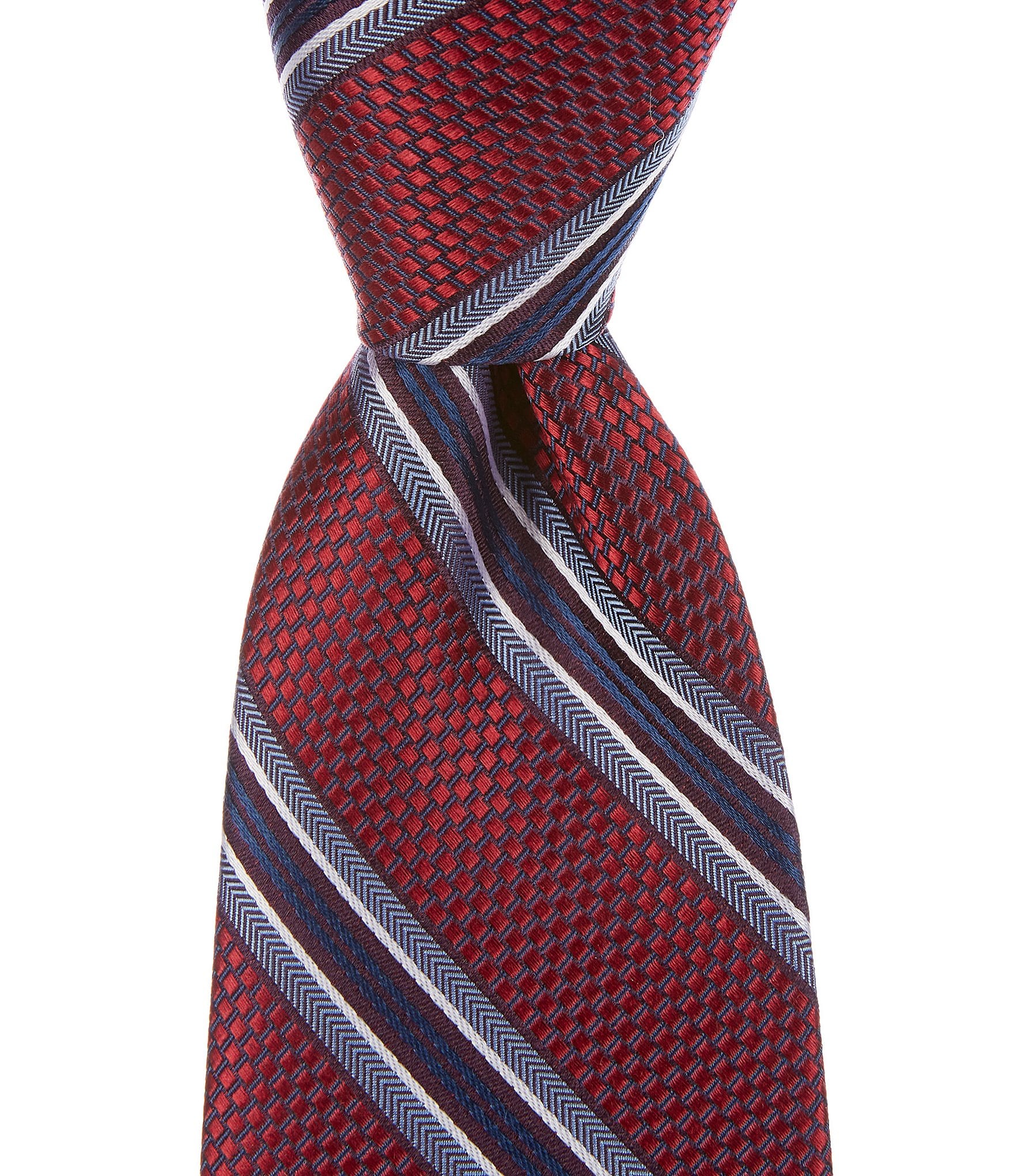 Hickey Freeman Textured Stripe 3#double; Woven Silk Tie