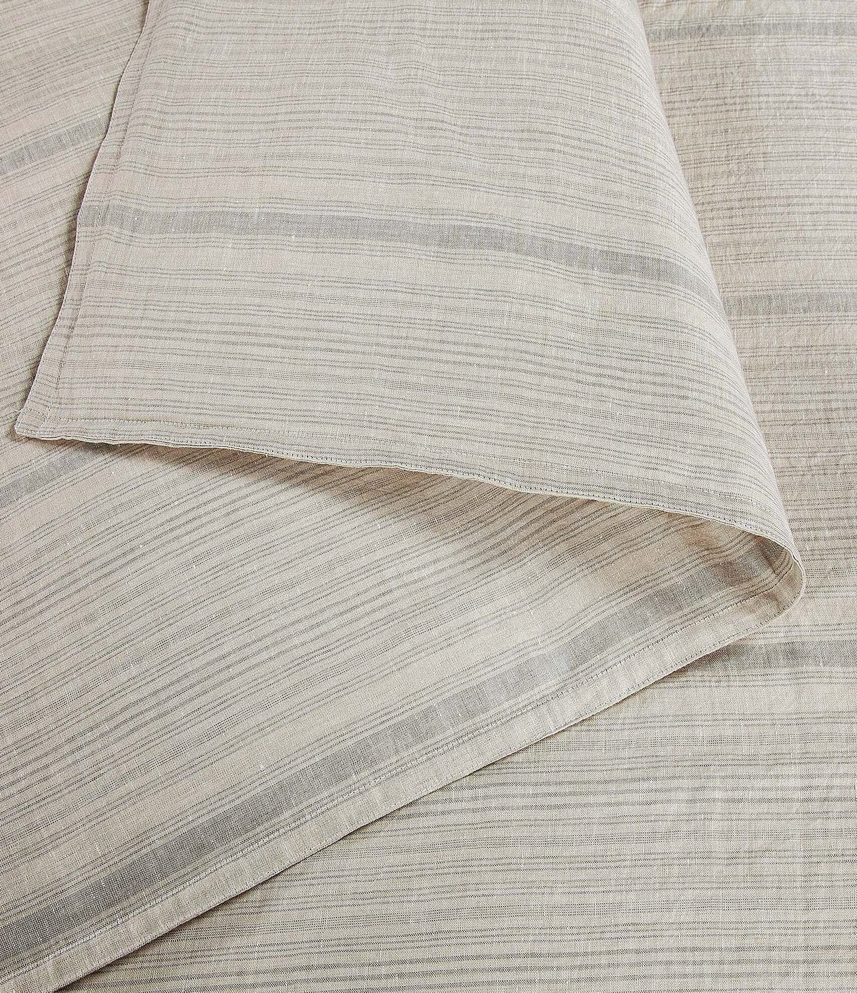 HiEnd Accents 100% French Flax Linen Variegated Striped Duvet Cover Mini Set