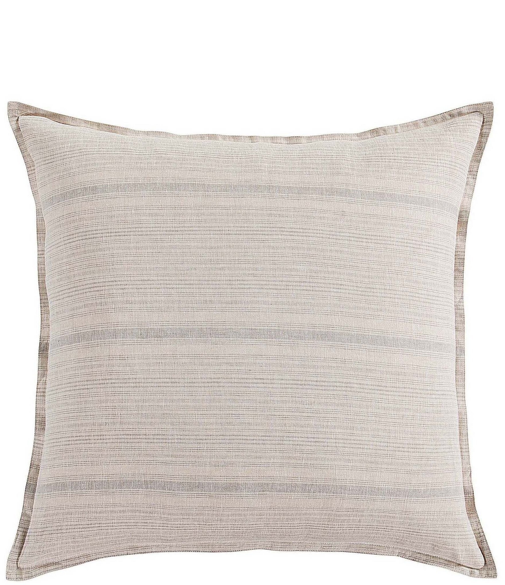 HiEnd Accents French Flax Linen Variegated Striped Euro Sham