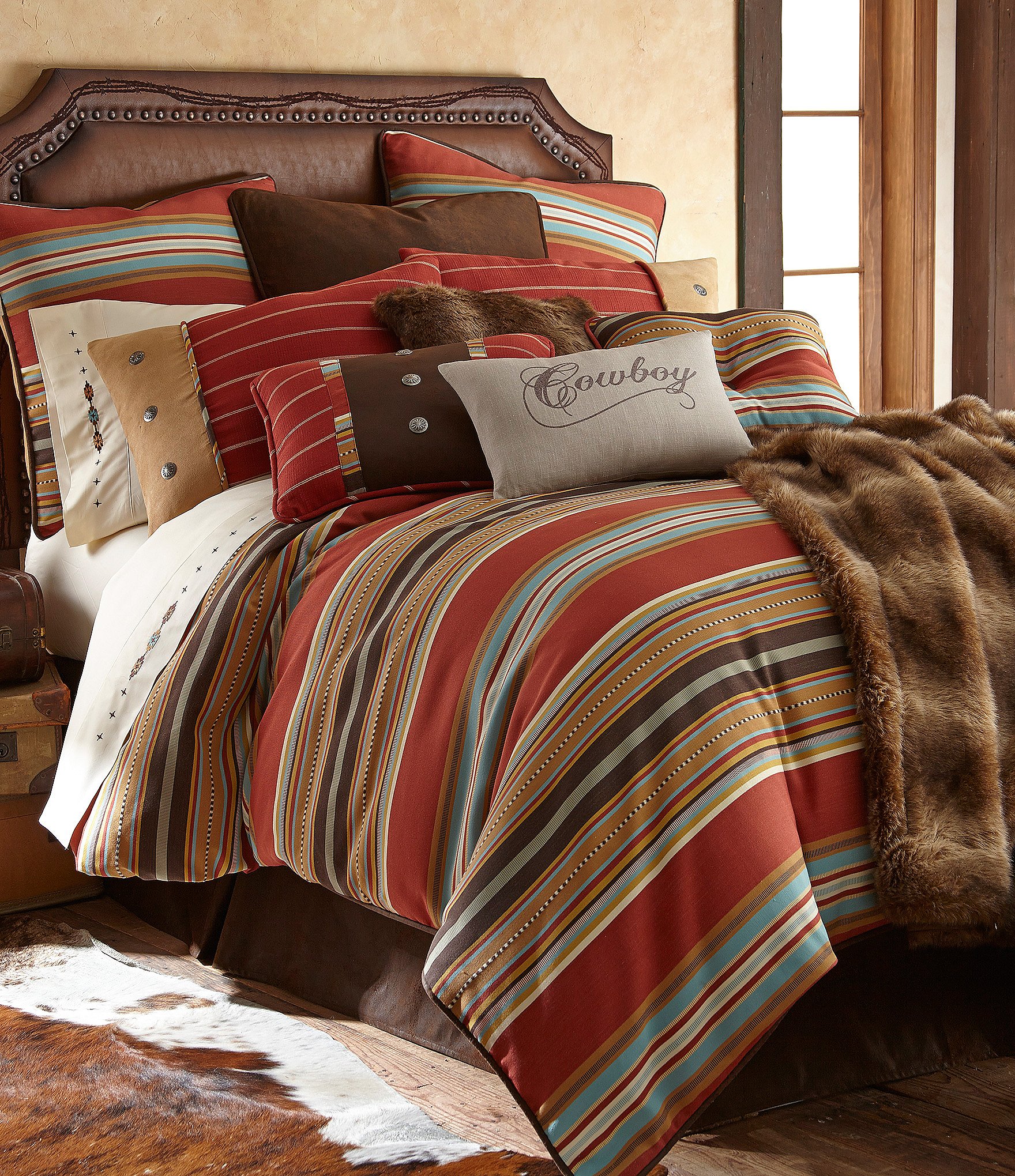 Hiend Accents Calhoun Serape Striped Faux Suede Comforter Set