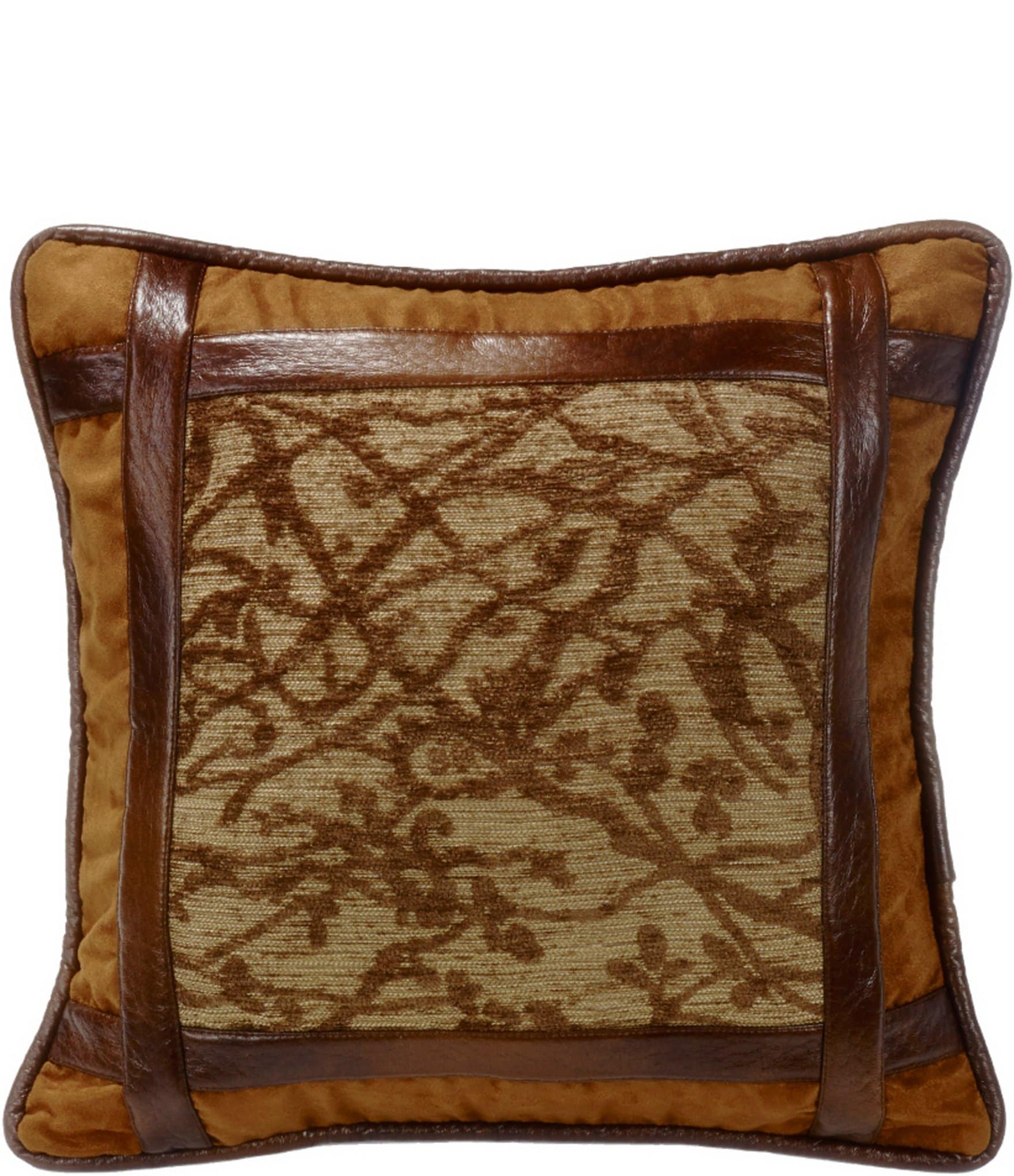 Paseo Road by HiEnd Accents Framed Tree Pillow with Vegan Leather Detail