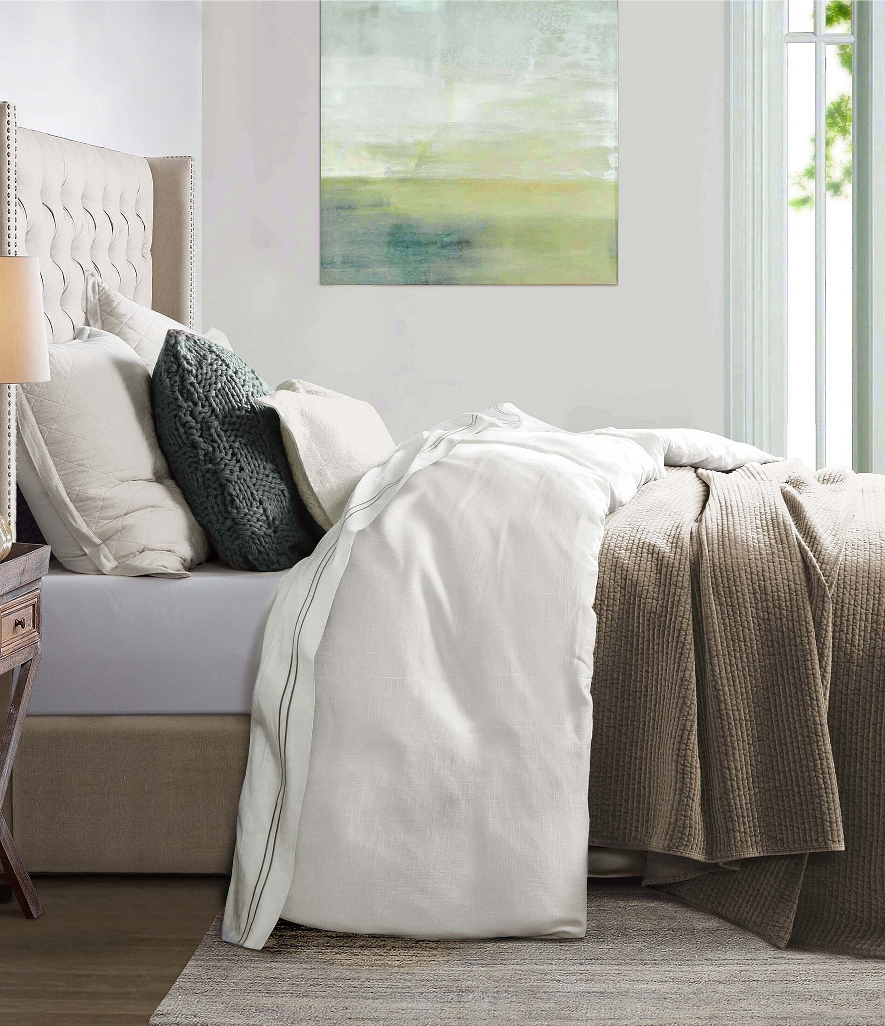 HiEnd Accents Hera Flange Linen Comforter Mini Set