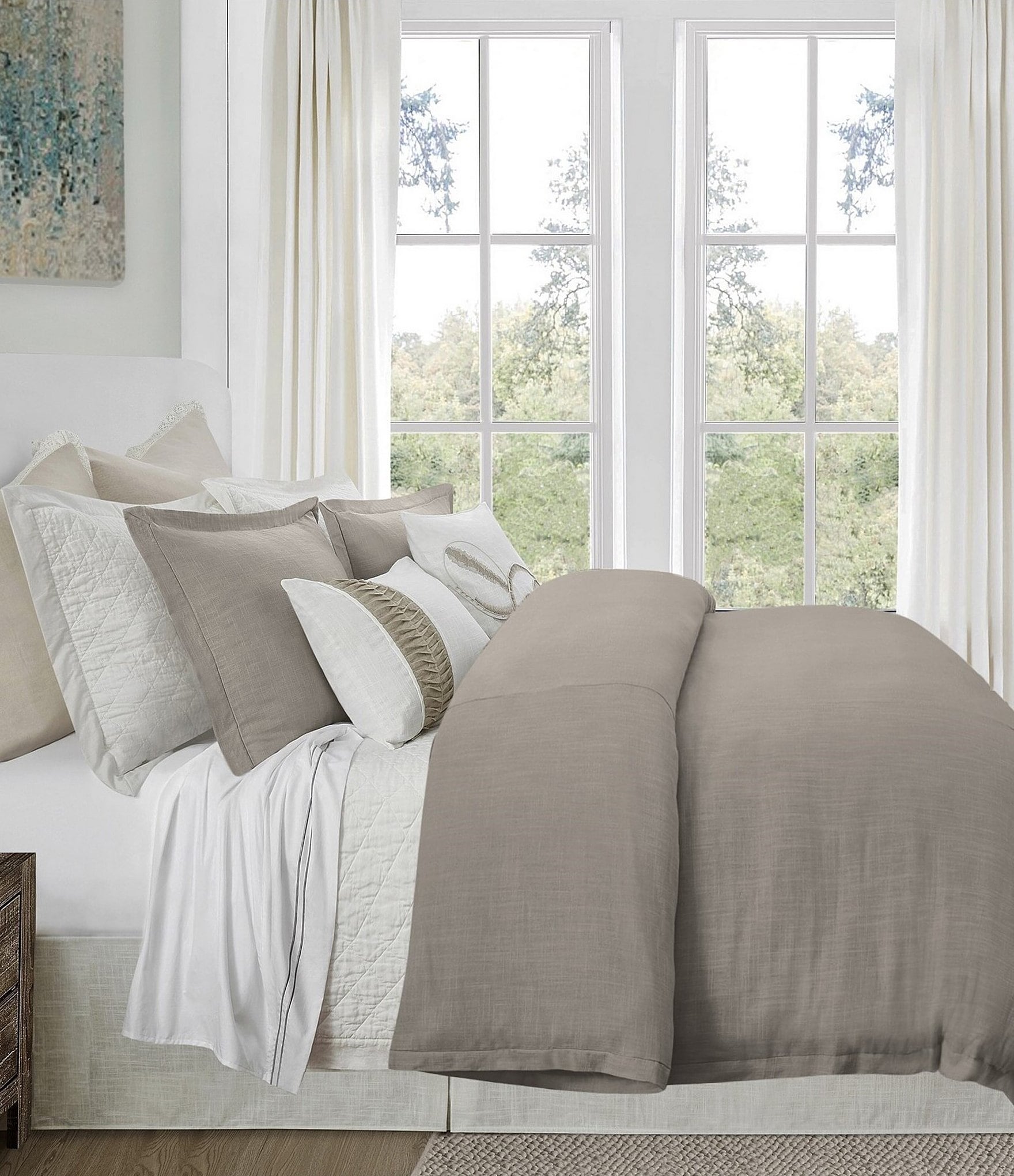 HiEnd Accents Hera Flange Linen Comforter Mini Set