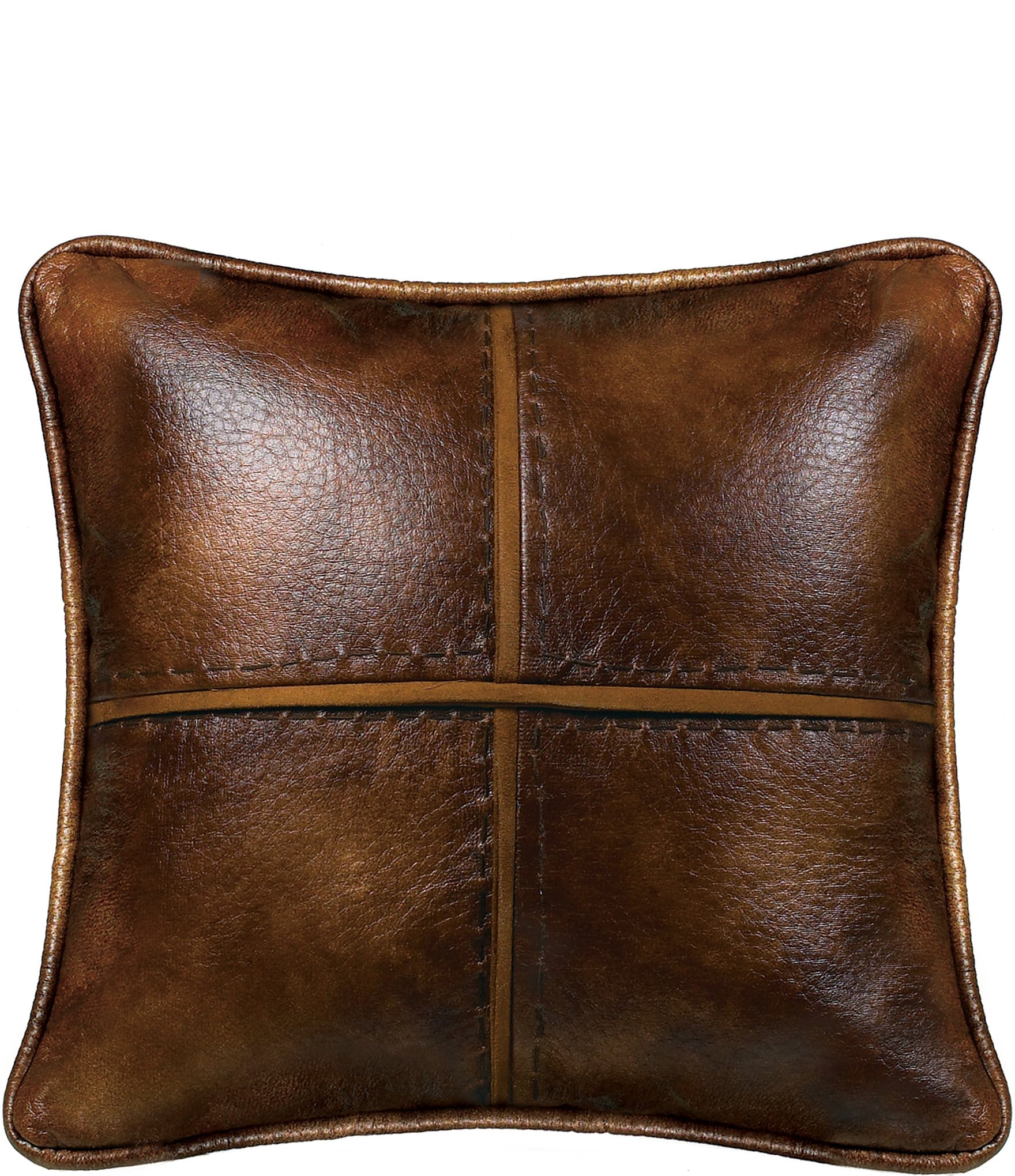 Hiend Accents Hill Country Faux Leather, Faux Leather Pillow