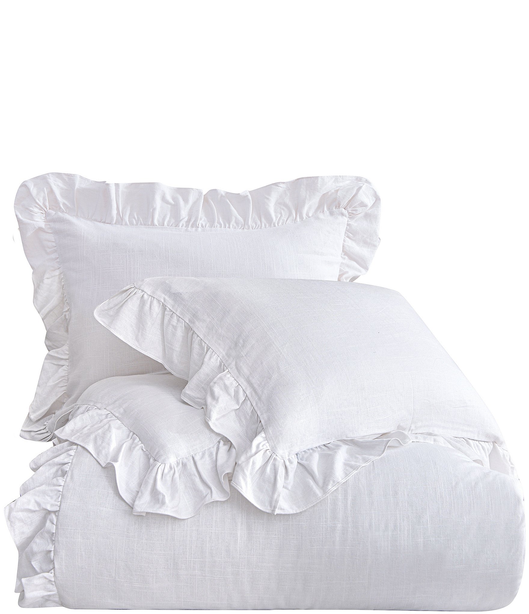 HiEnd Accents Lily Collection Washed Linen Ruffled Comforter Mini Set