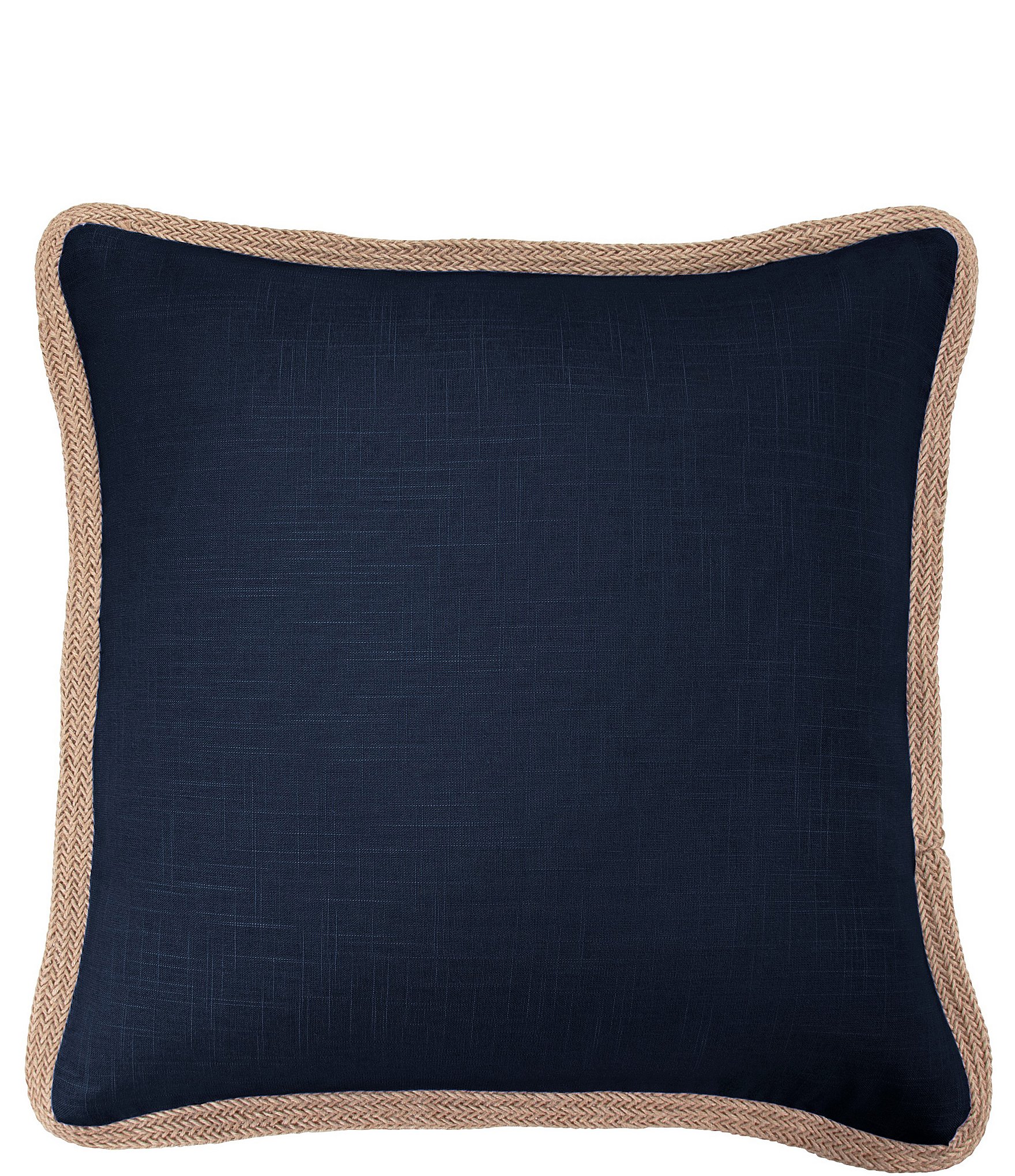 HiEnd Accents Luna Collection Washed Linen Jute Trimmed Euro Sham