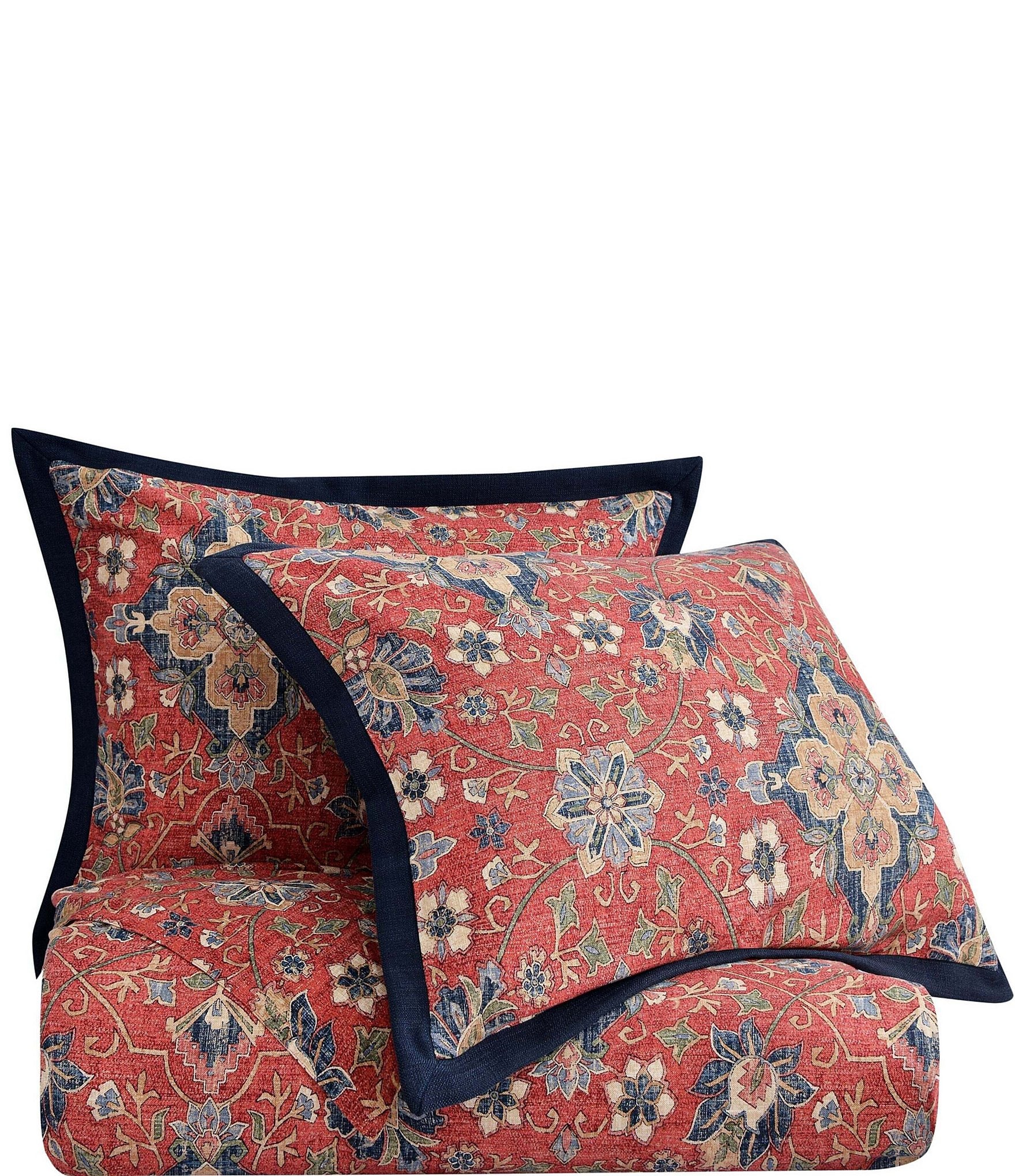 HiEnd Accents Melinda Washed Linen Medallion Print Comforter Mini Set