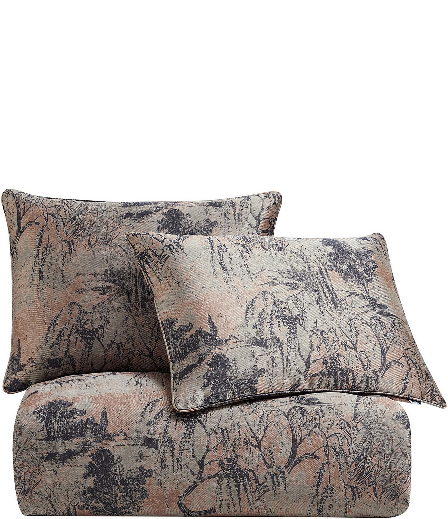 HiEnd Accents Pastoral Jacquard Collection French Toile Woven Metallic Comforter Mini Set