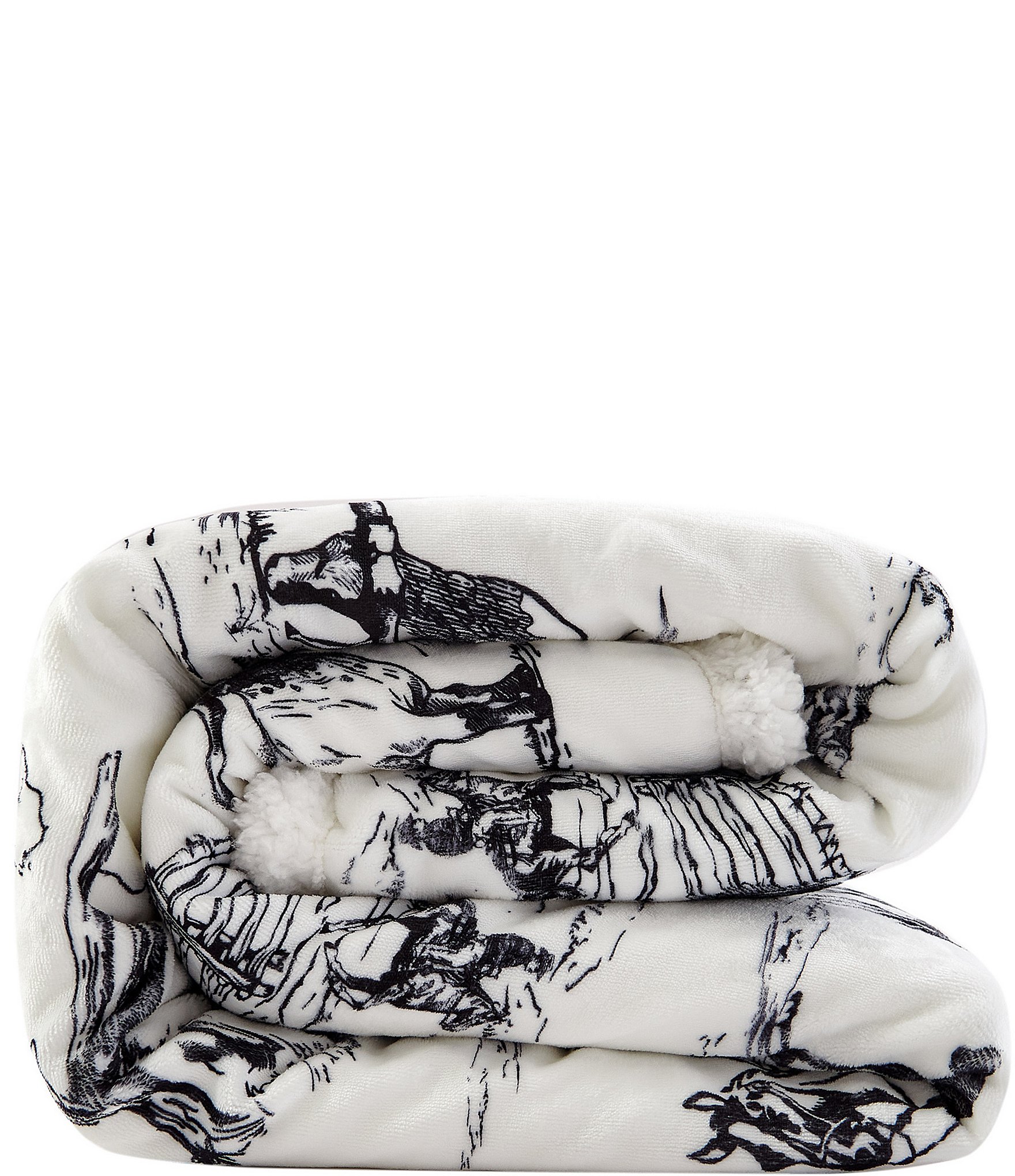 Indigo Hill by HiEnd Accents Ranch Life Western Toile Campfire Sherpa Throw