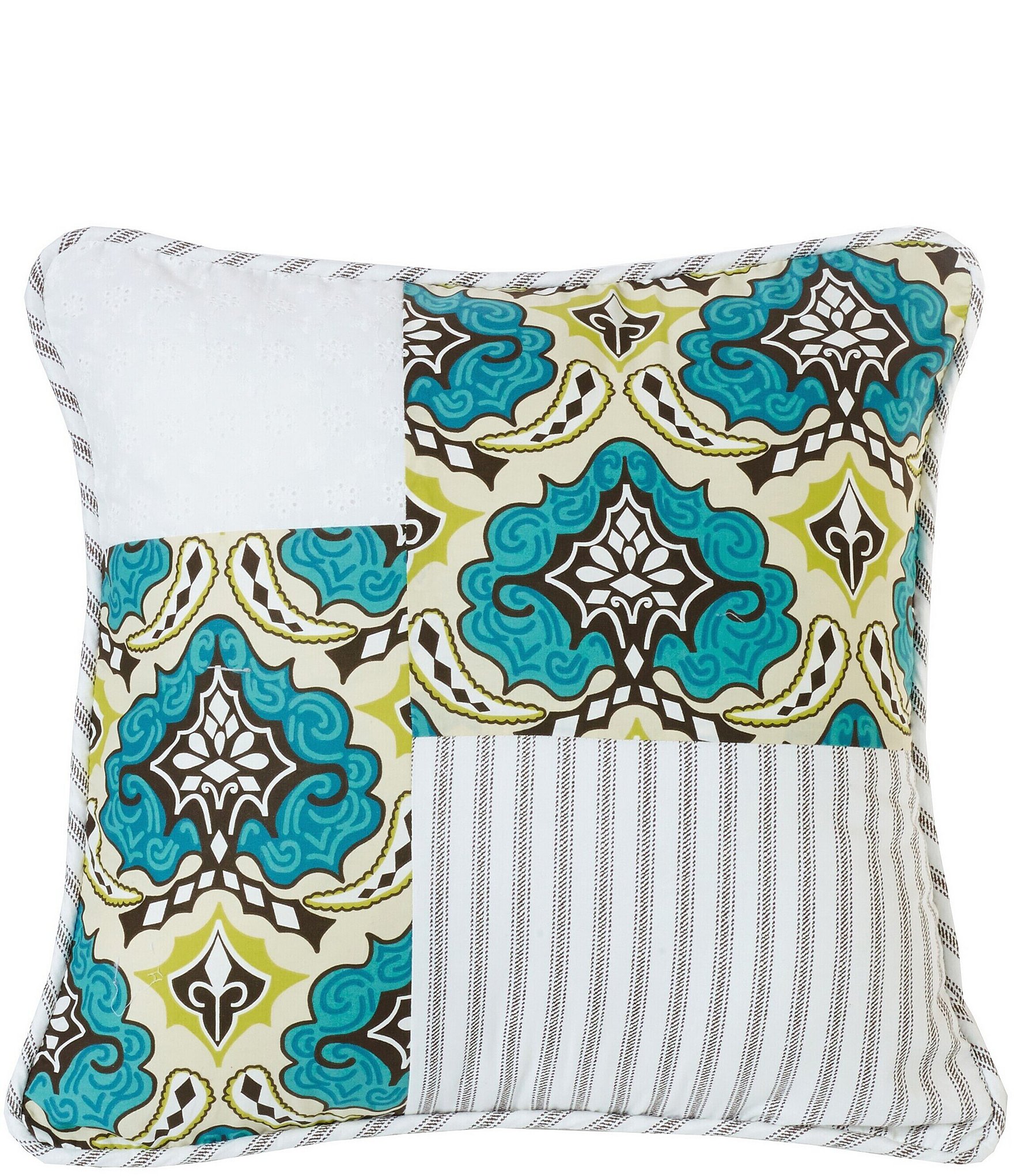 HiEnd Accents Salado Collection Patchwork Floral Medallion Square Pillow