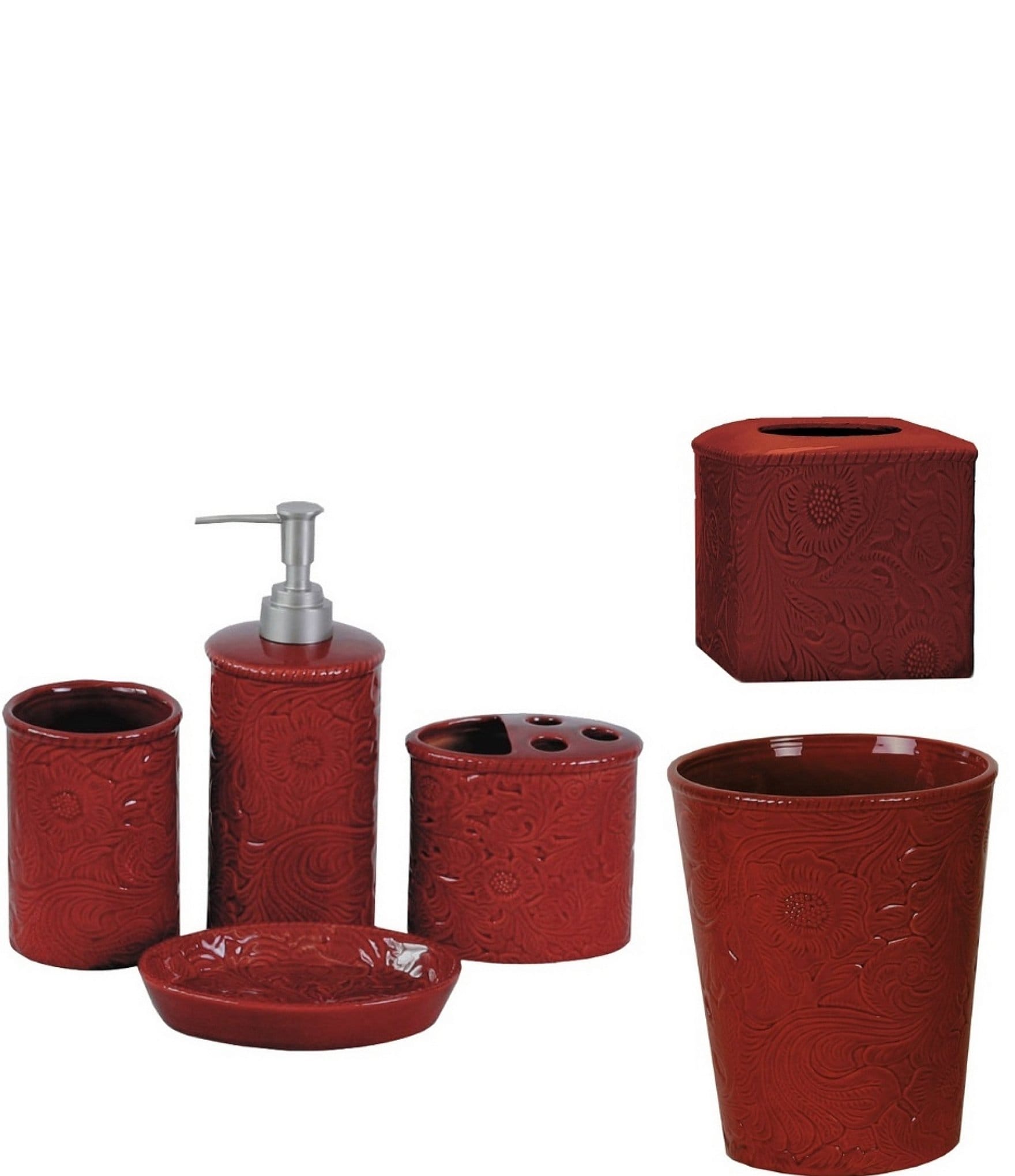 HiEnd Accents Savannah 3-Piece Canister Set; Red