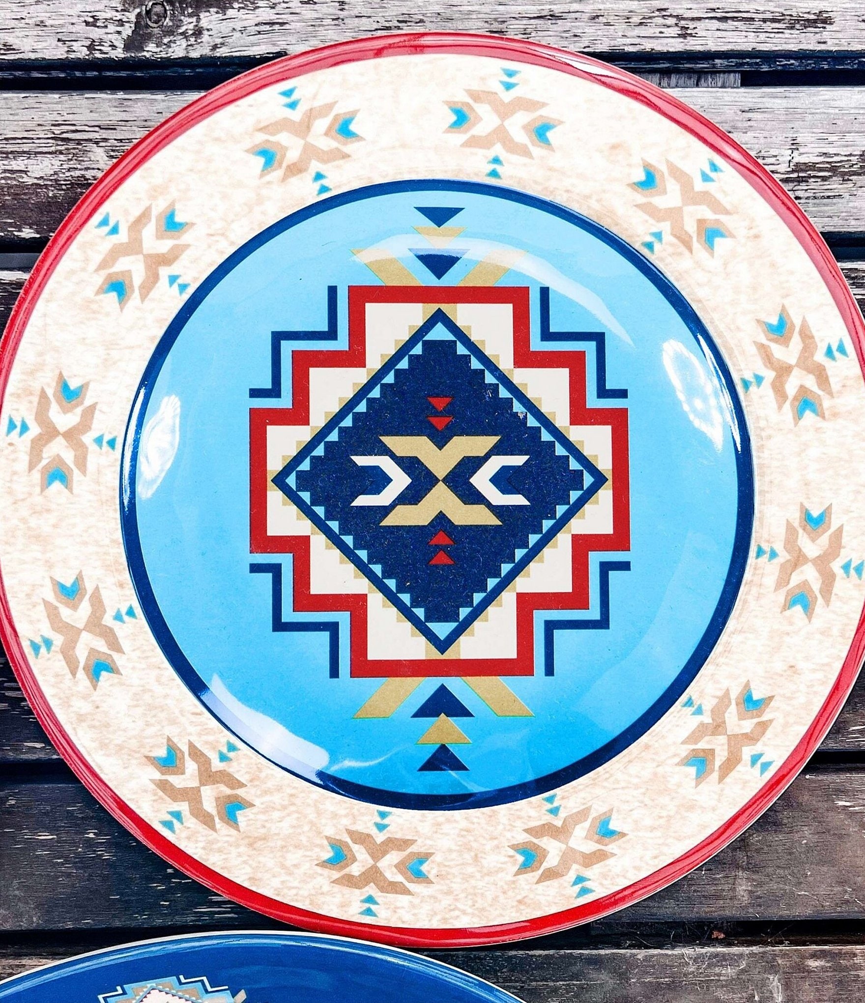 HiEnd Accents Spirit Valley Collection Melamine Southwestern Pattern Salad Plates, Set of 4