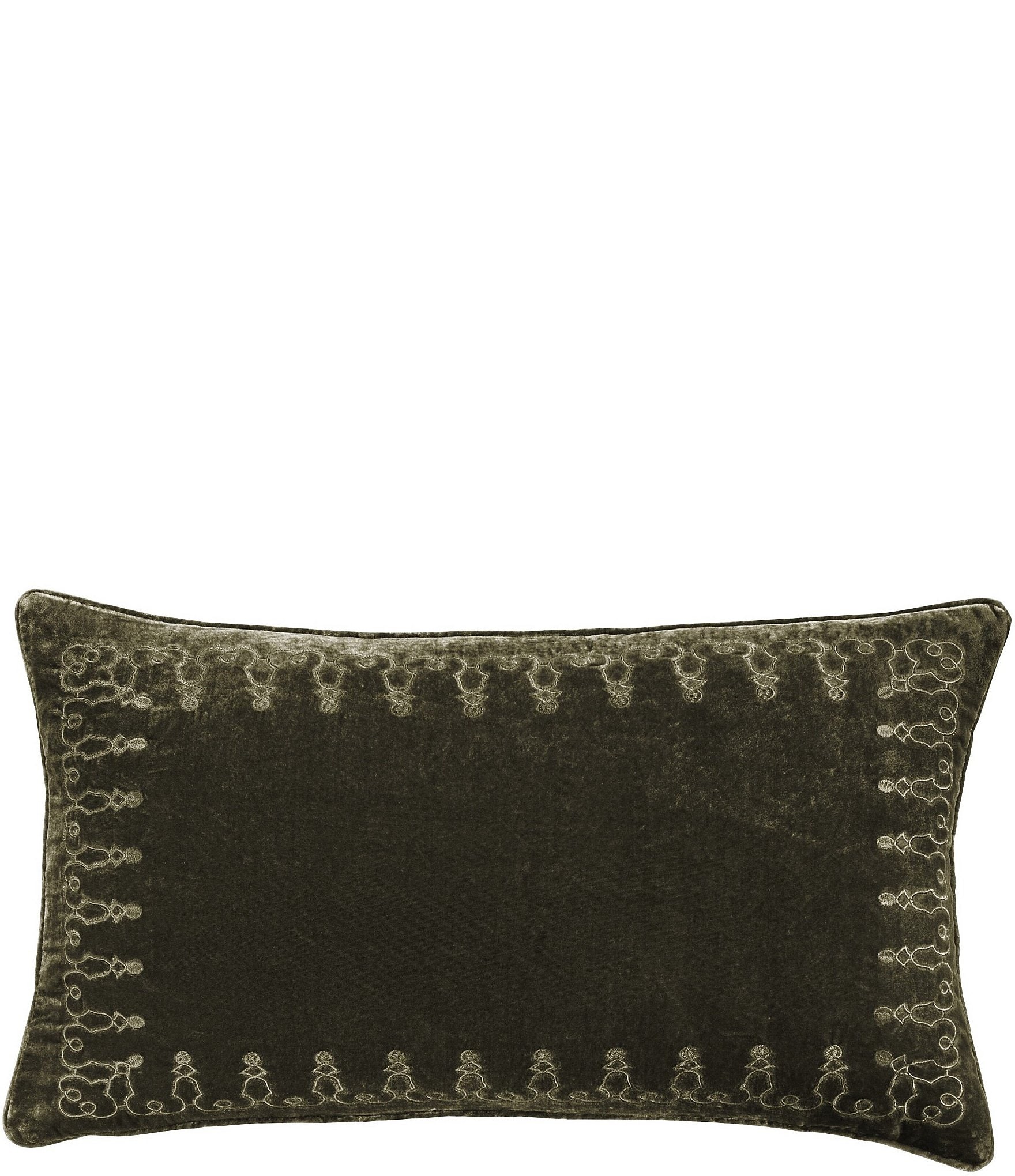 HiEnd Accents Stella Silk Velvet Embroidered Lumbar Pillow