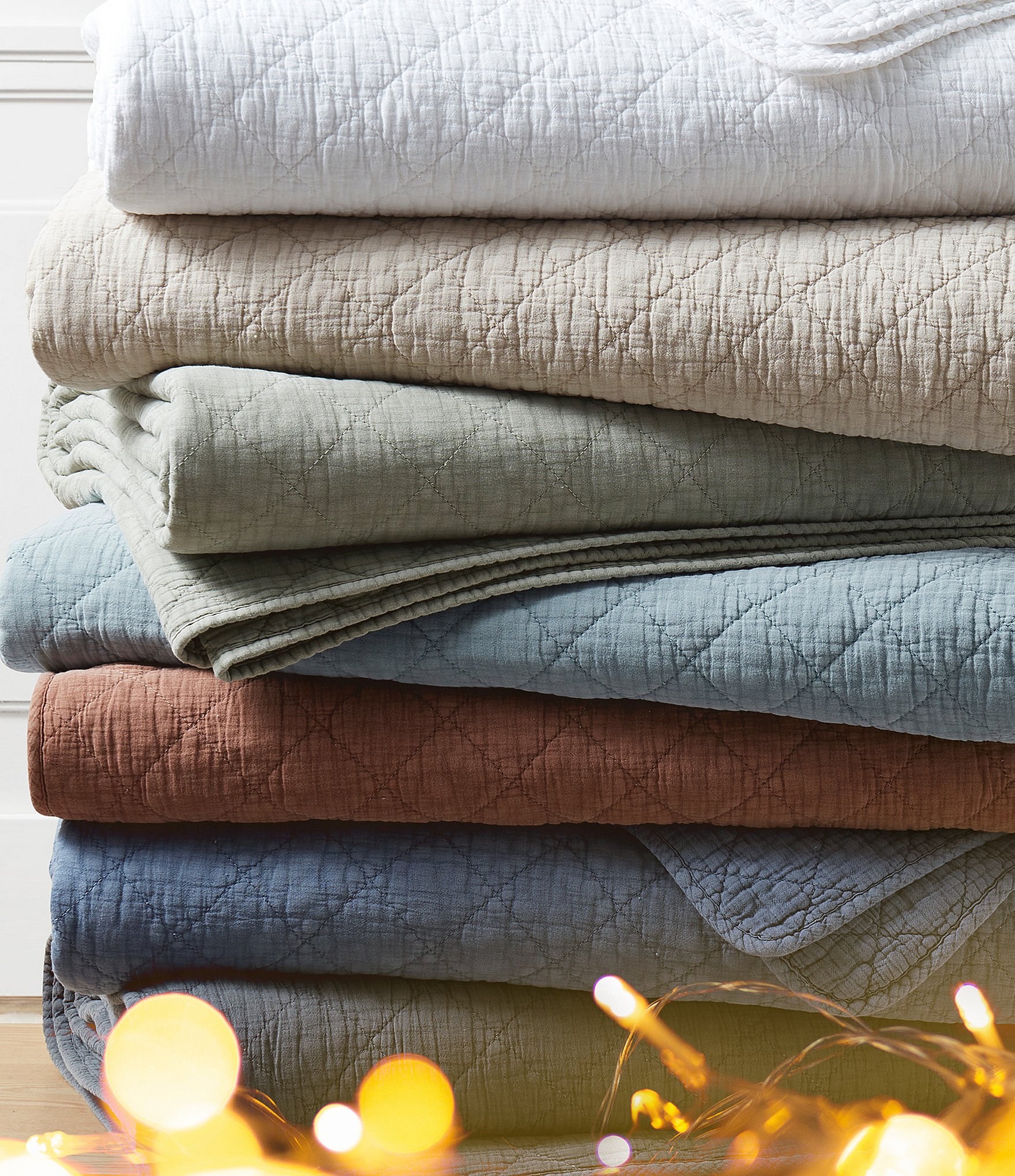 HiEnd Accents Stonewashed Cotton Gauze Diamond Stitch Pattern Quilt