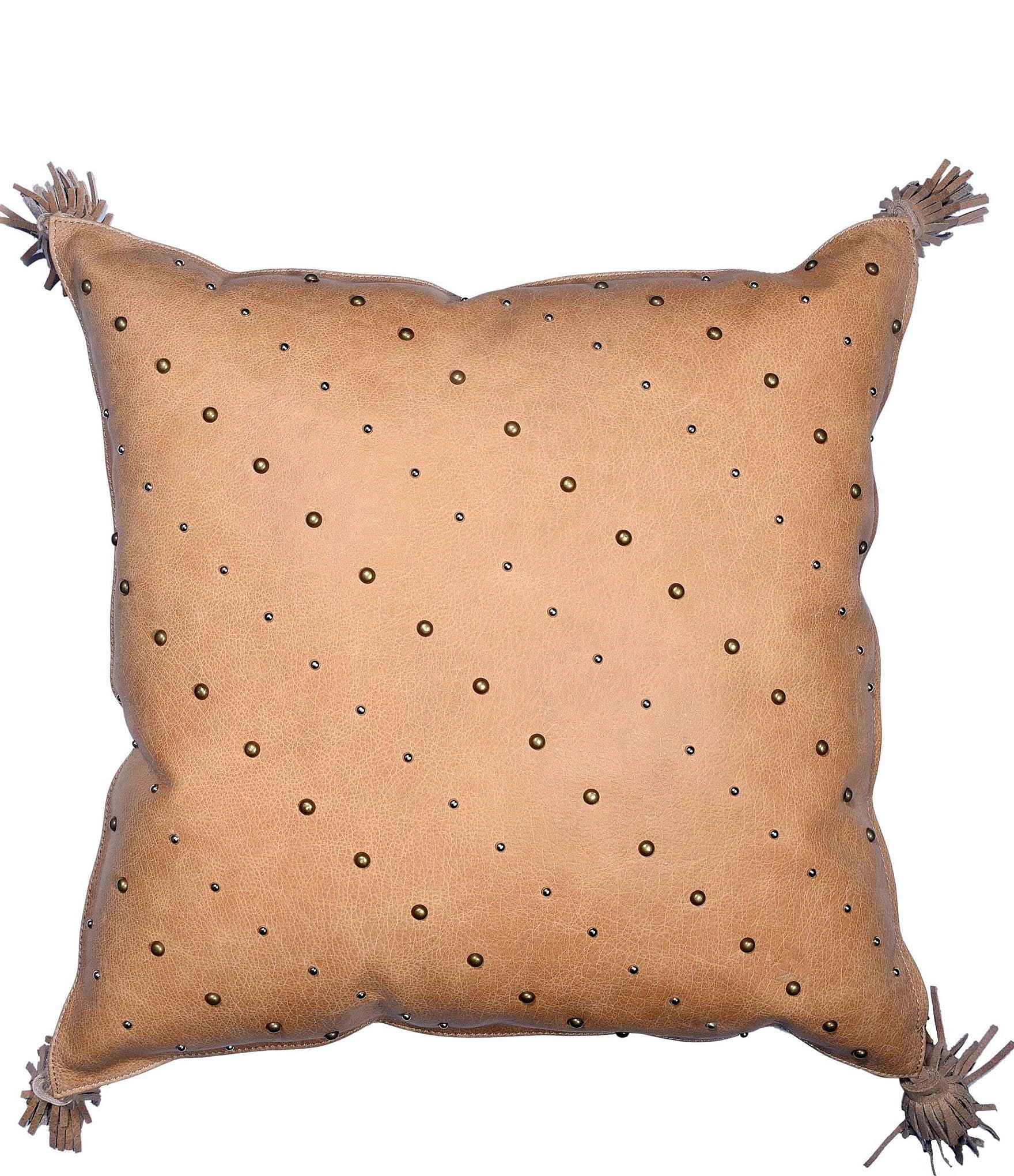 HiEnd Accents Studded Leather Pillow with Tassels