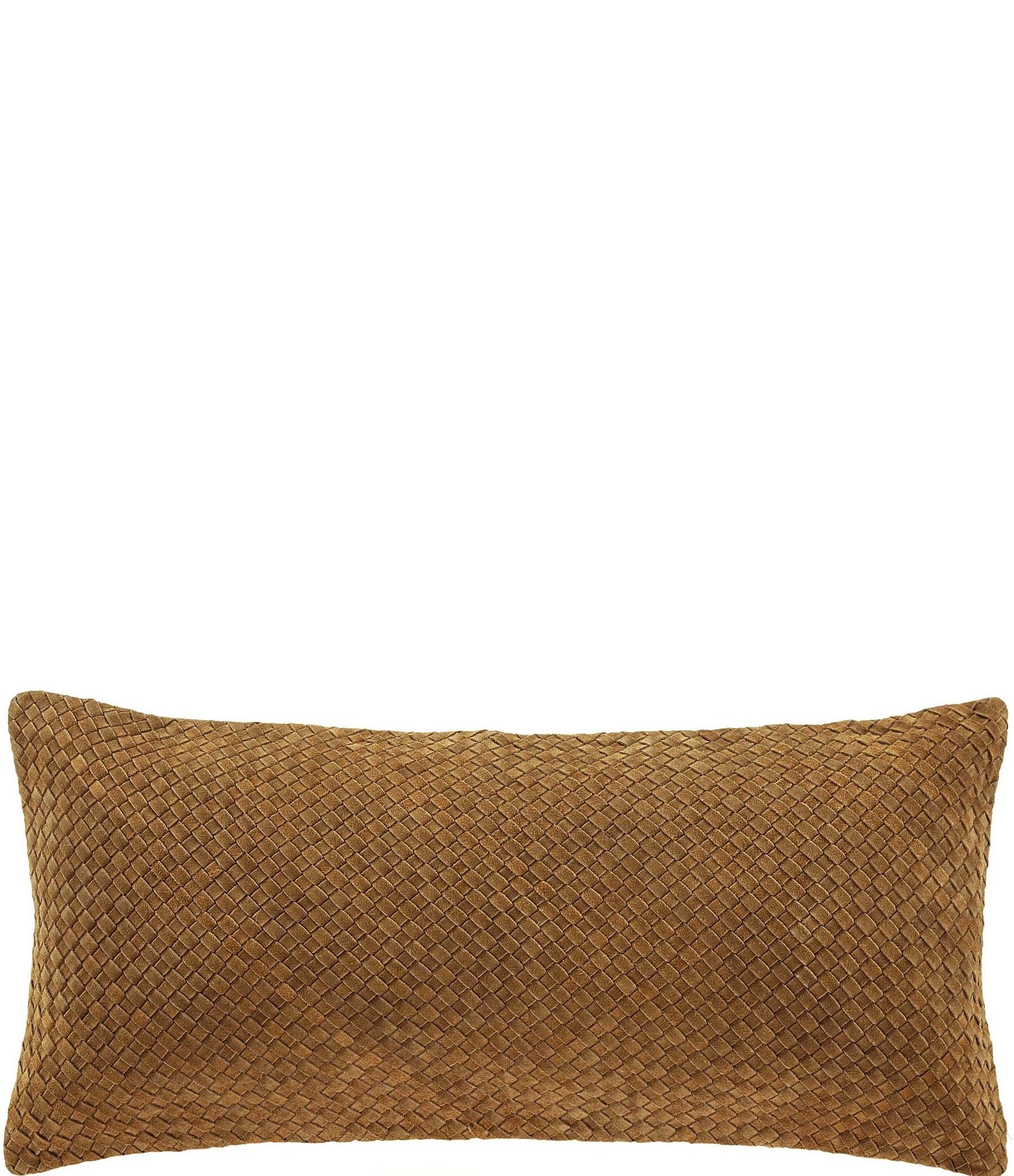 1pc Brown Car Lumbar Support Pillow Made Of Suede Fabric With High