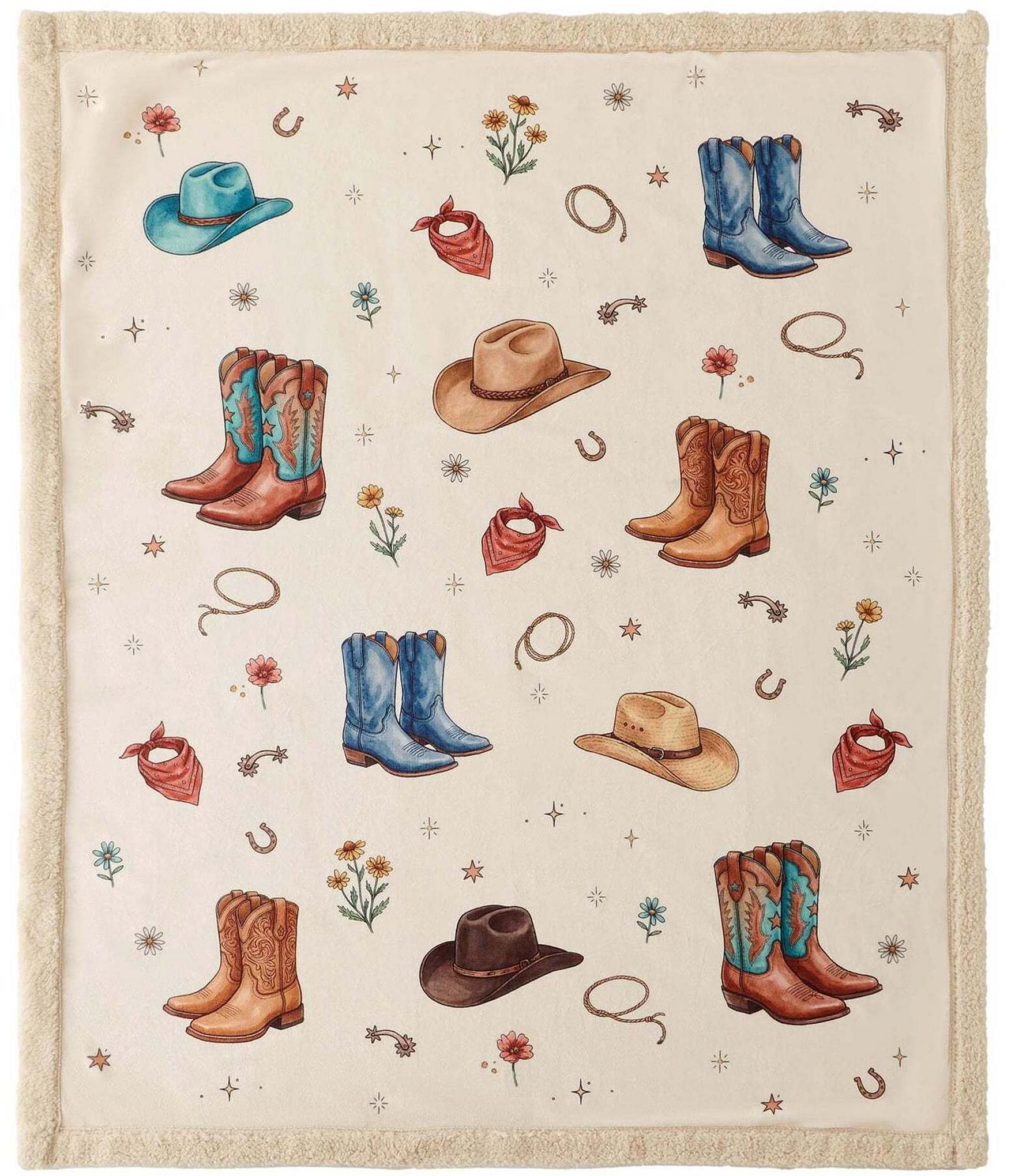 HiEnd Accents x Indigo Hill Boots & Hats Western Campfire Sherpa Throw Blanket