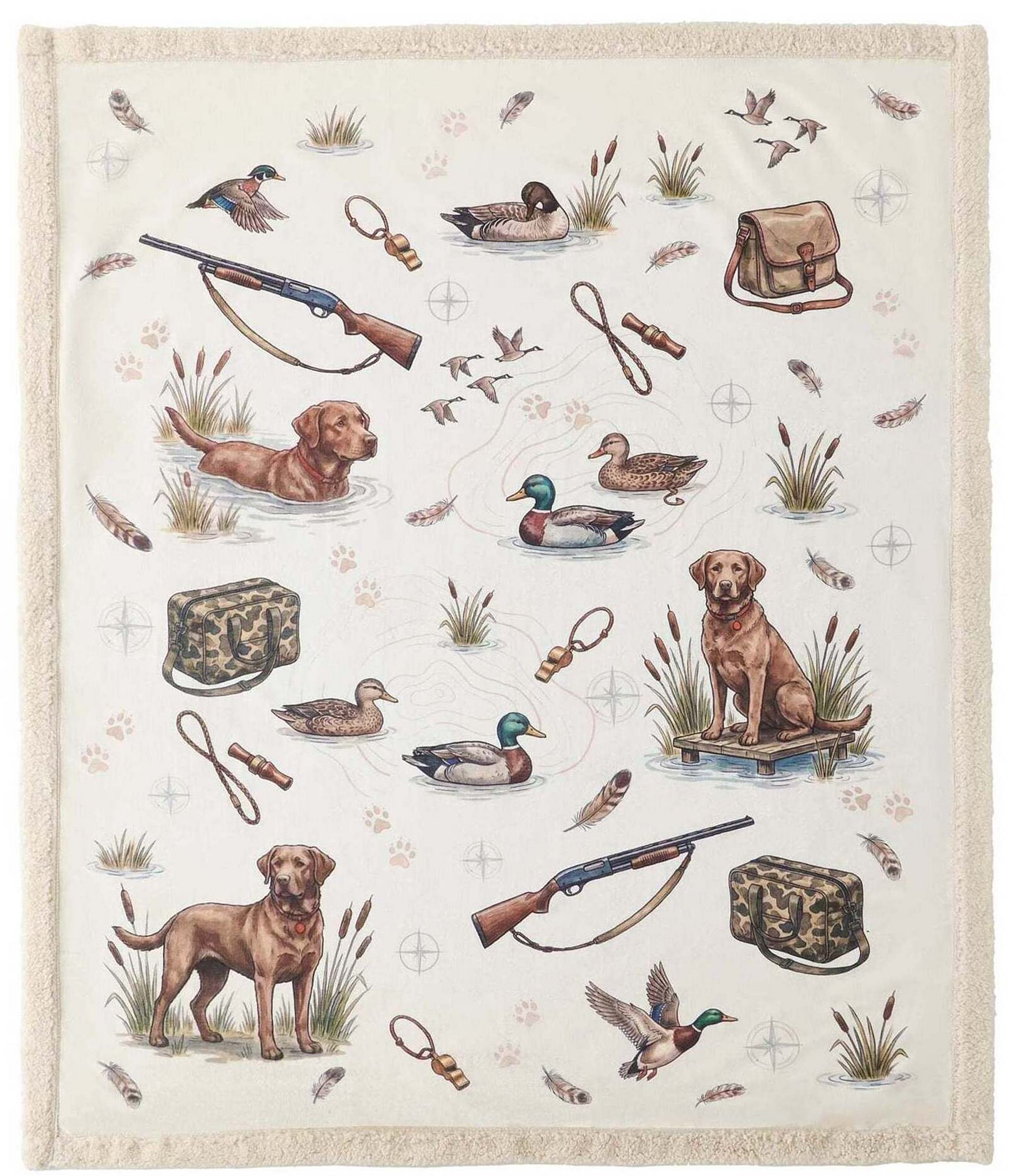 HiEnd Accents x Indigo Hill Duck Camp Campfire Hunting Sherpa Throw Blanket