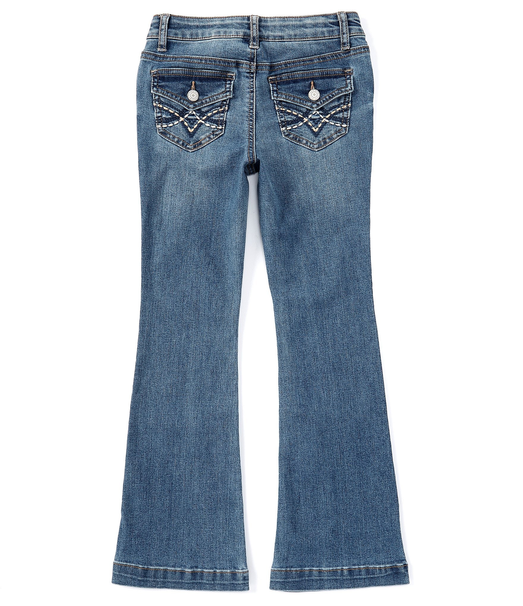 Hippie Girl Big Girls 7-16 Embroidered Flap Pocket Flare Leg Jeans