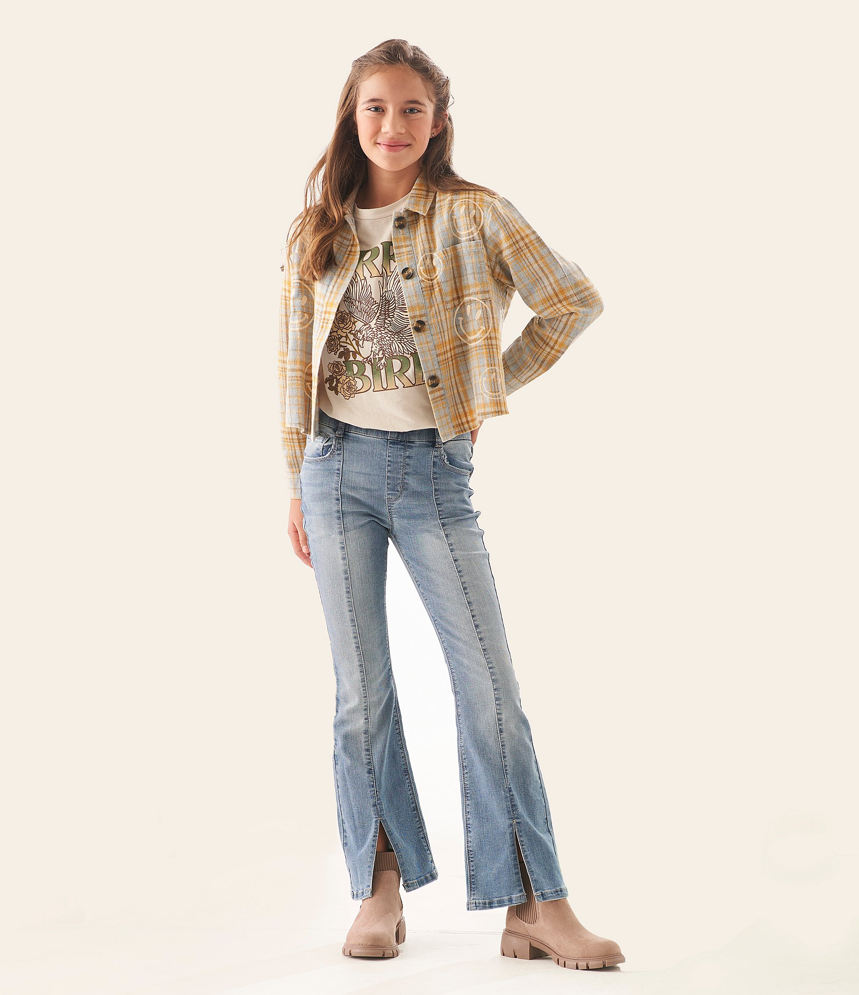 Hippie Girl Big Girls 7-16 Seamed-Front Flare-Leg Jeans