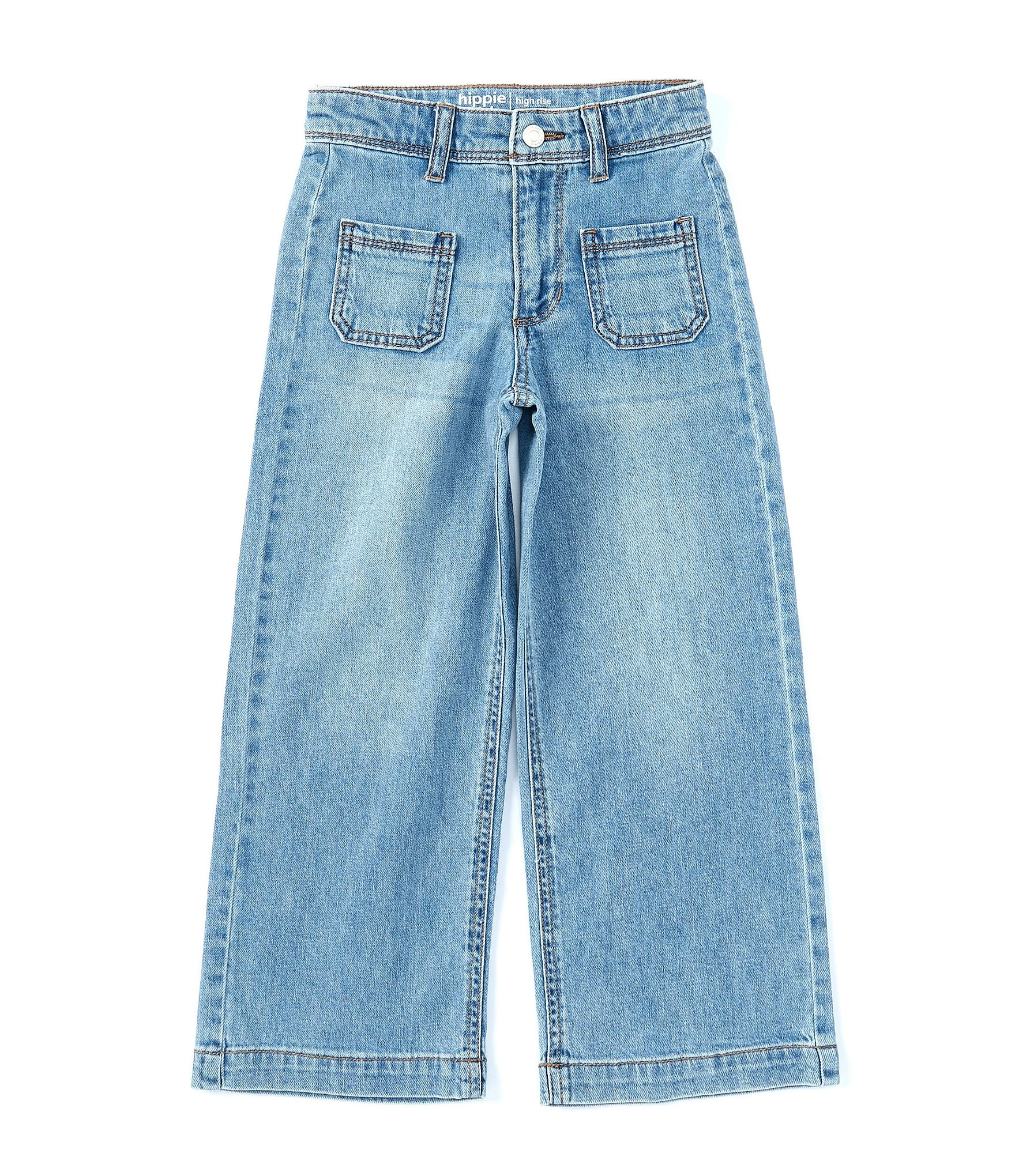 Hippie Girl Little Girls 4-6X Patch Pocket Wide Leg Jeans | Dillard's