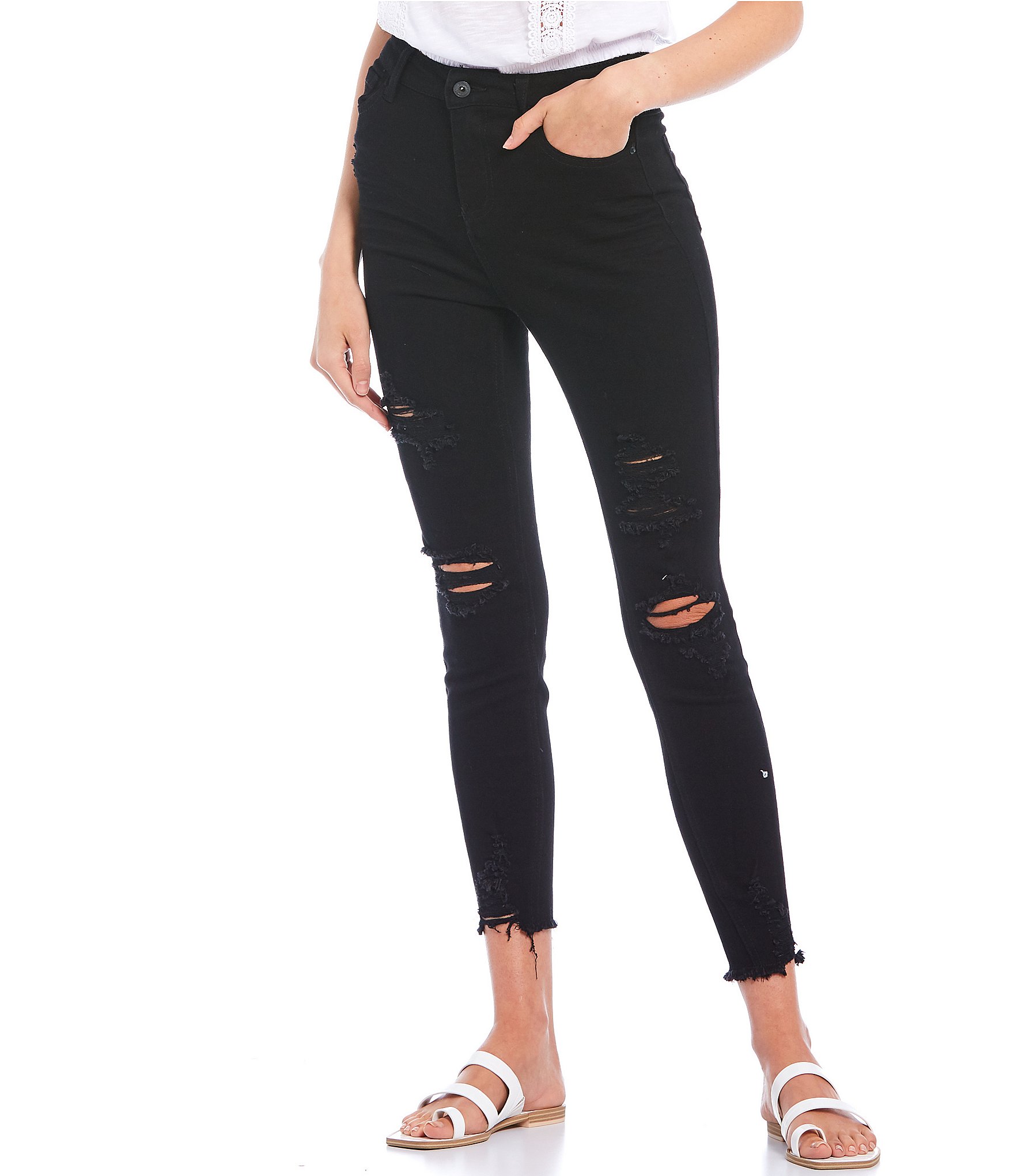 Hippie Laundry High Rise Destructed Throwback Skinny Jeans | Dillard's