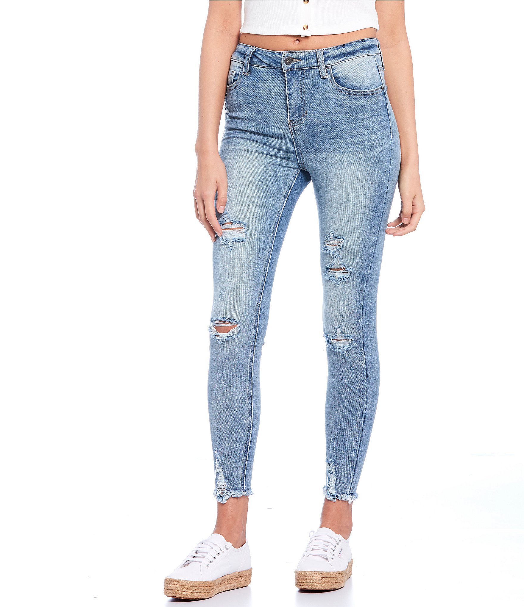 Hippie Laundry Throwback Destructed High Rise Skinny Jeans | Dillard's