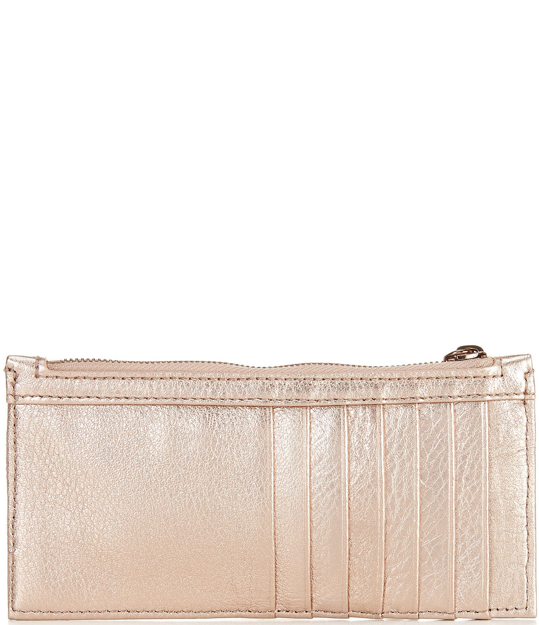 HOBO Carte Pink Gold Metallic Leather Card Case Wallet