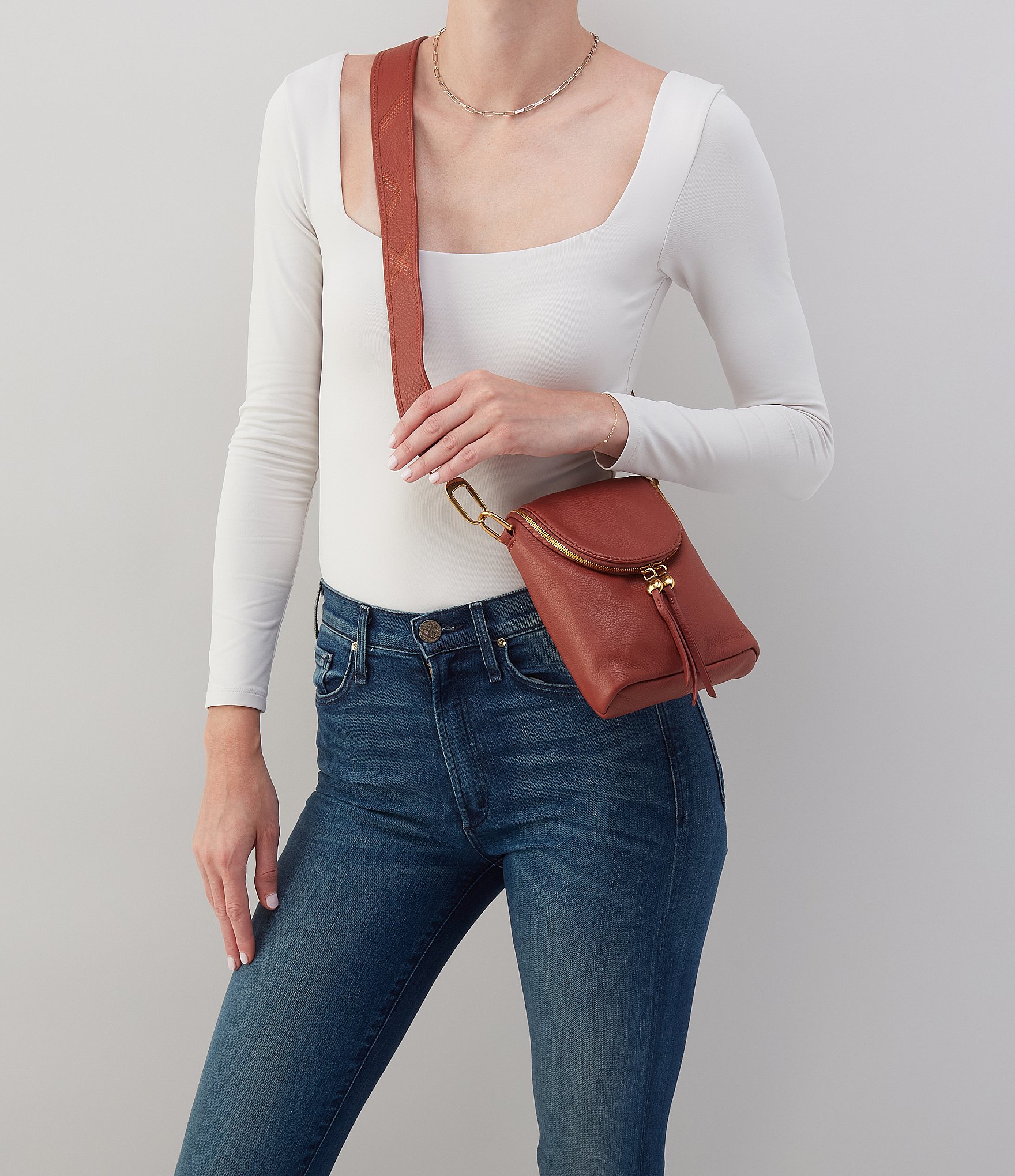 HOBO Fern Leather Stitch Strap Crossbody Bag