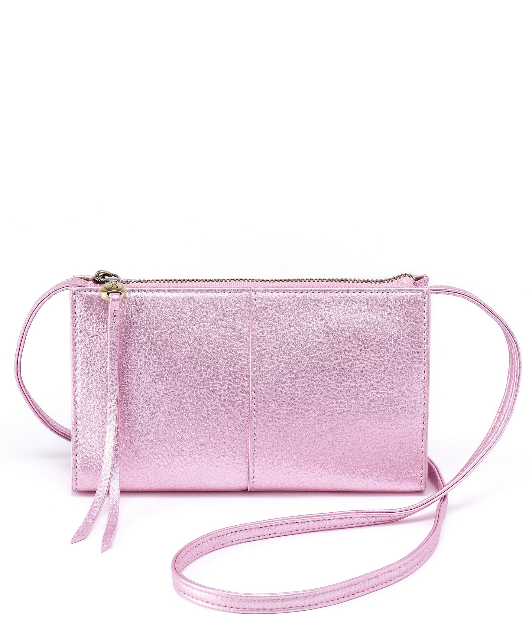 HOBO Jewel Pink Metallic Leather Crossbody Bag | Dillard's