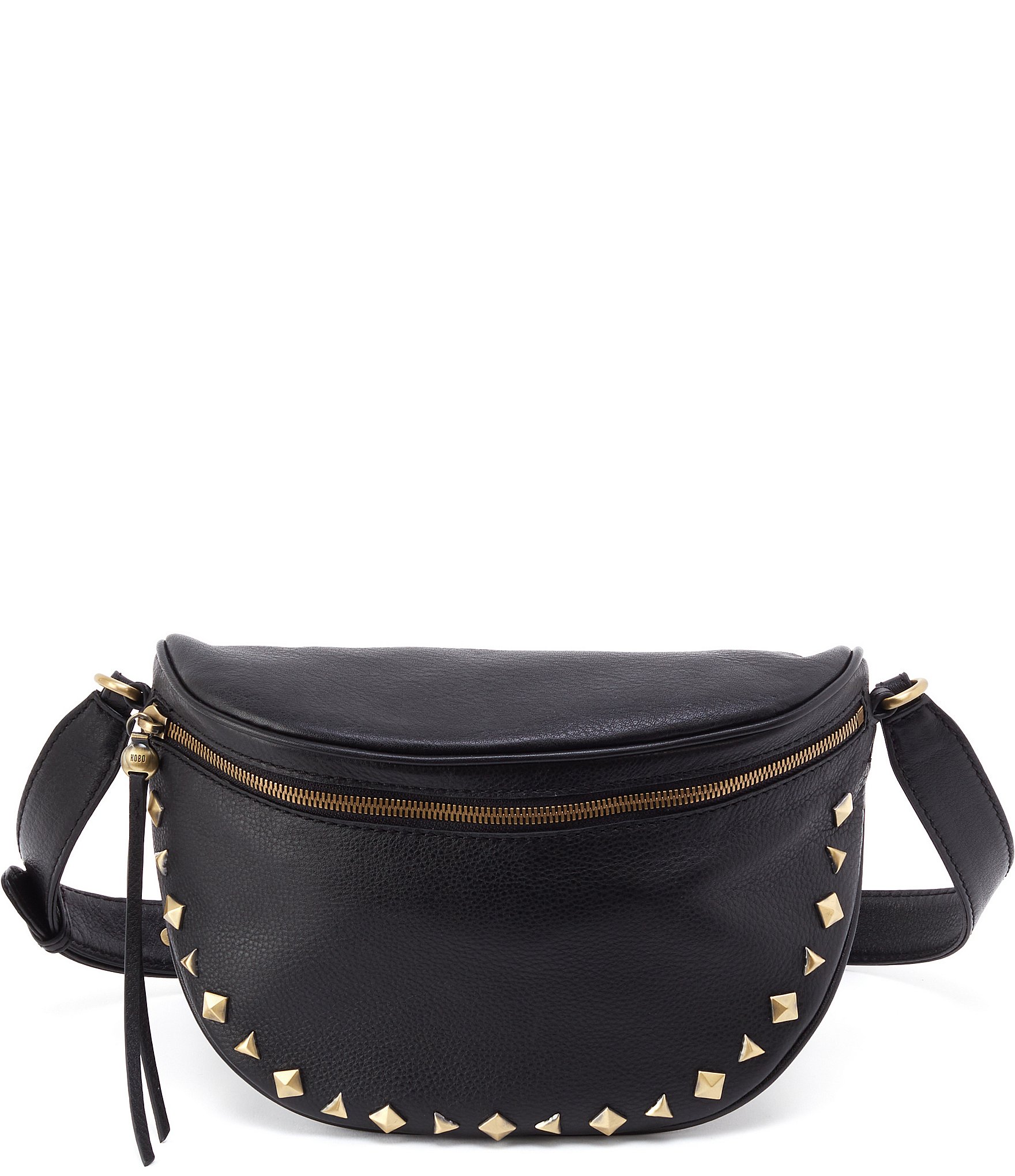 Black studded outlet belt bag