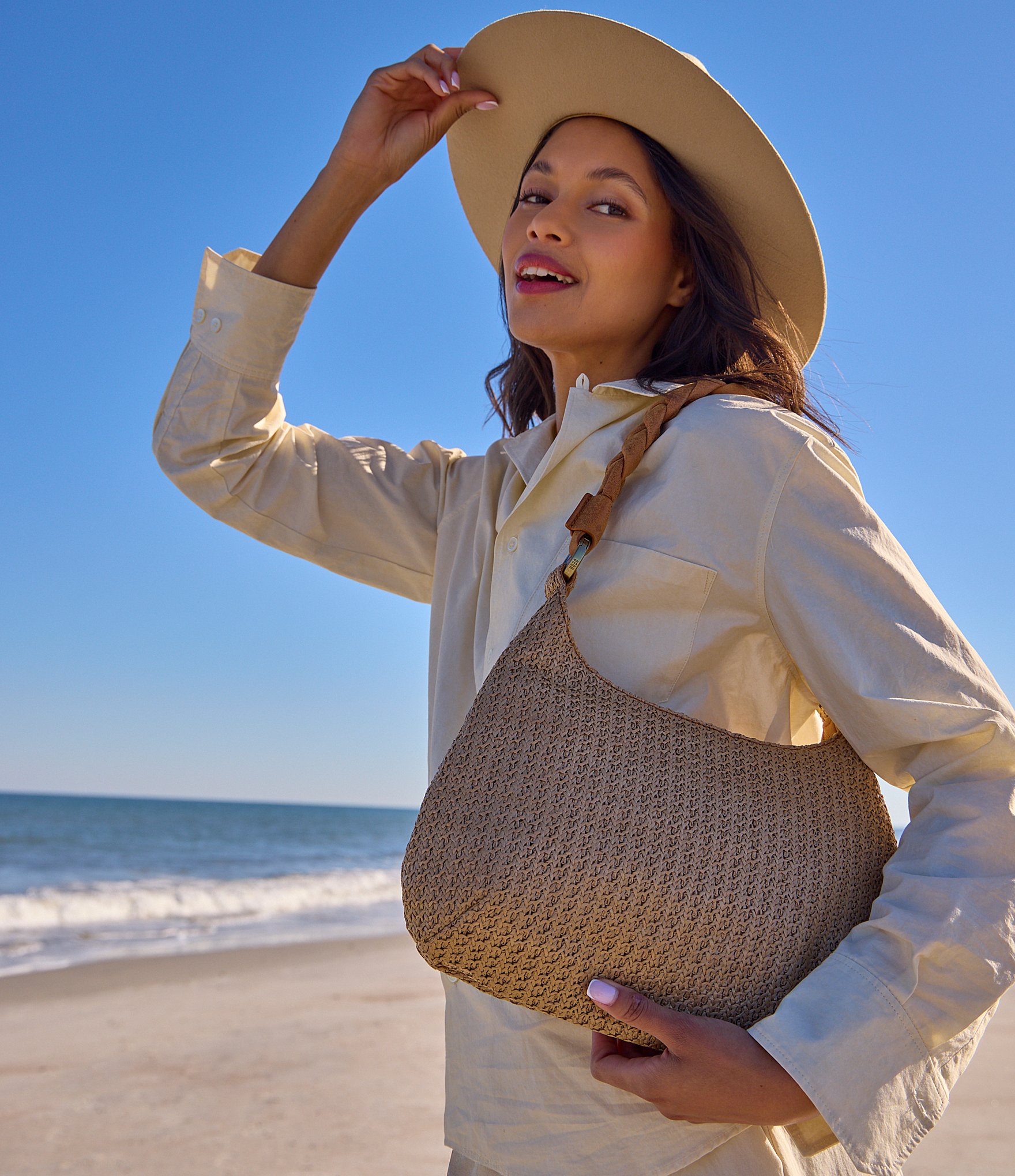 HOBO Madison Woven Straw Shoulder Bag