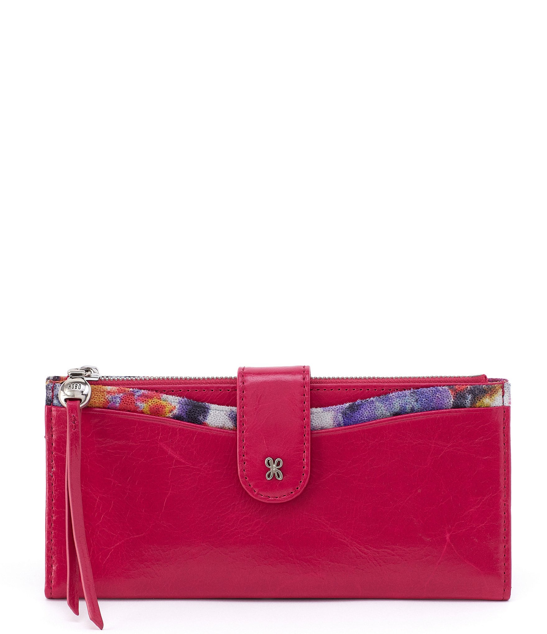 HOBO Max Fuschia Floral Leather Continental Wallet | Dillard's