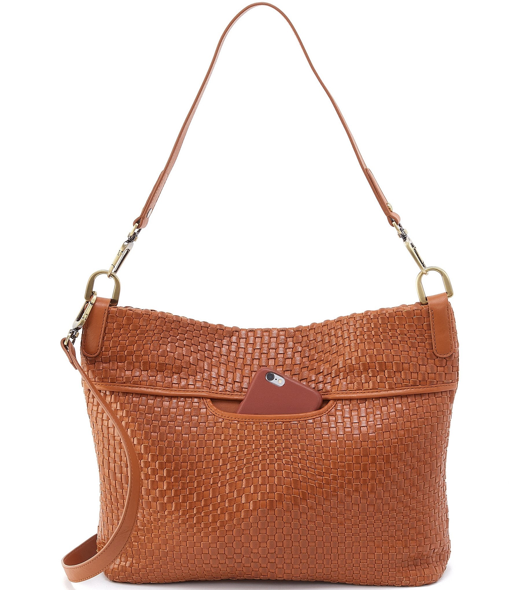 HOBO Pier Convertible Woven Leather Hobo Bag